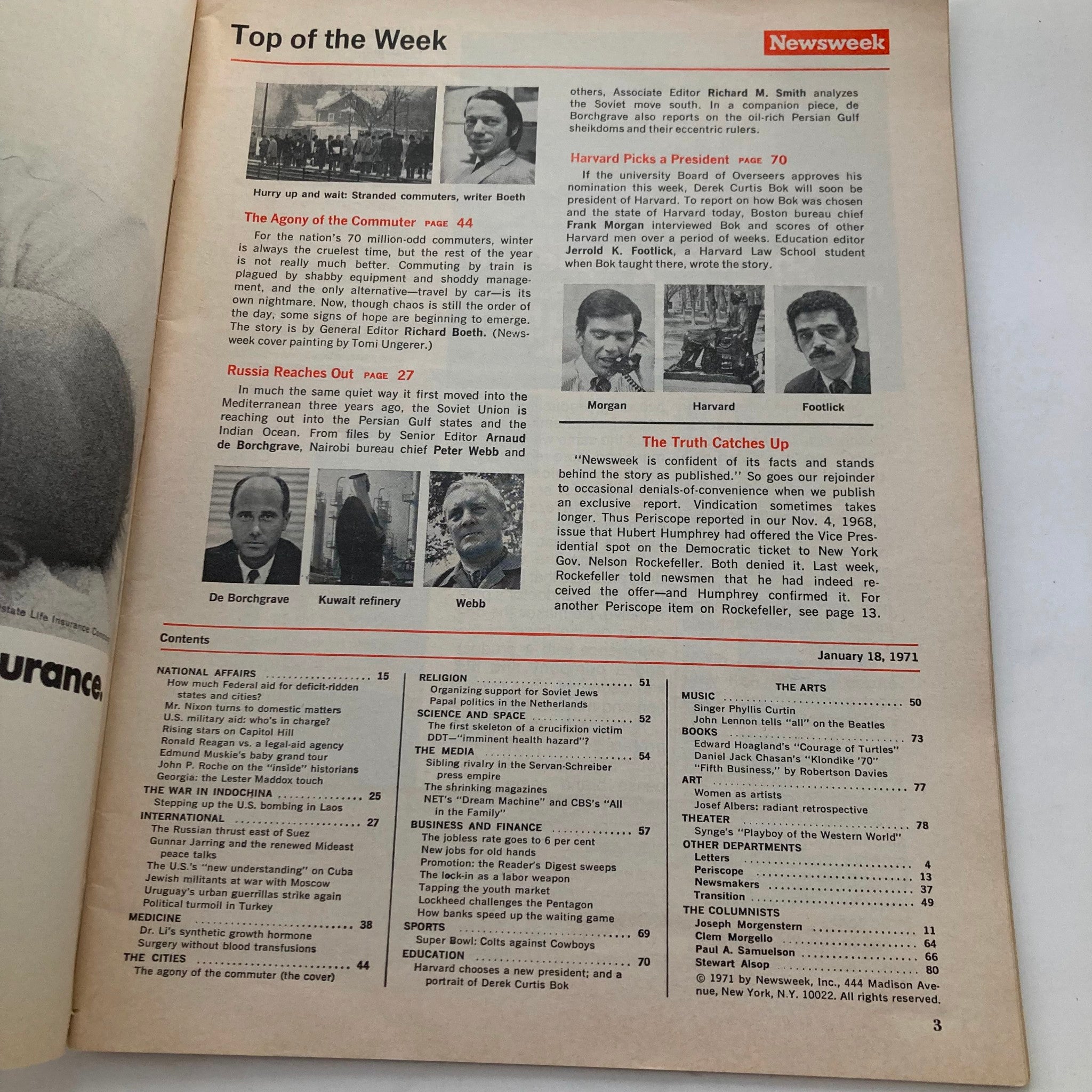 VTG Newsweek Magazine January 18 1971 The Agony of the Commuter