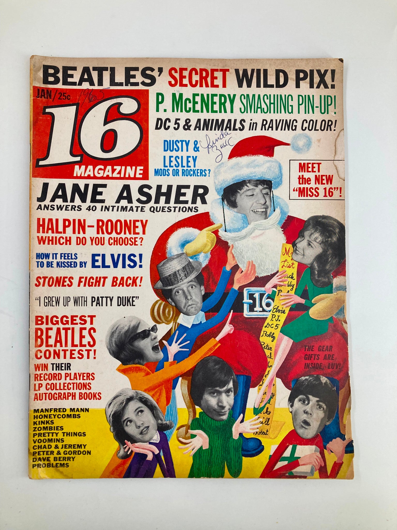 VTG 16 Magazine January 1965 Jane Asher, Manfred Mann, Honeycombs No Label