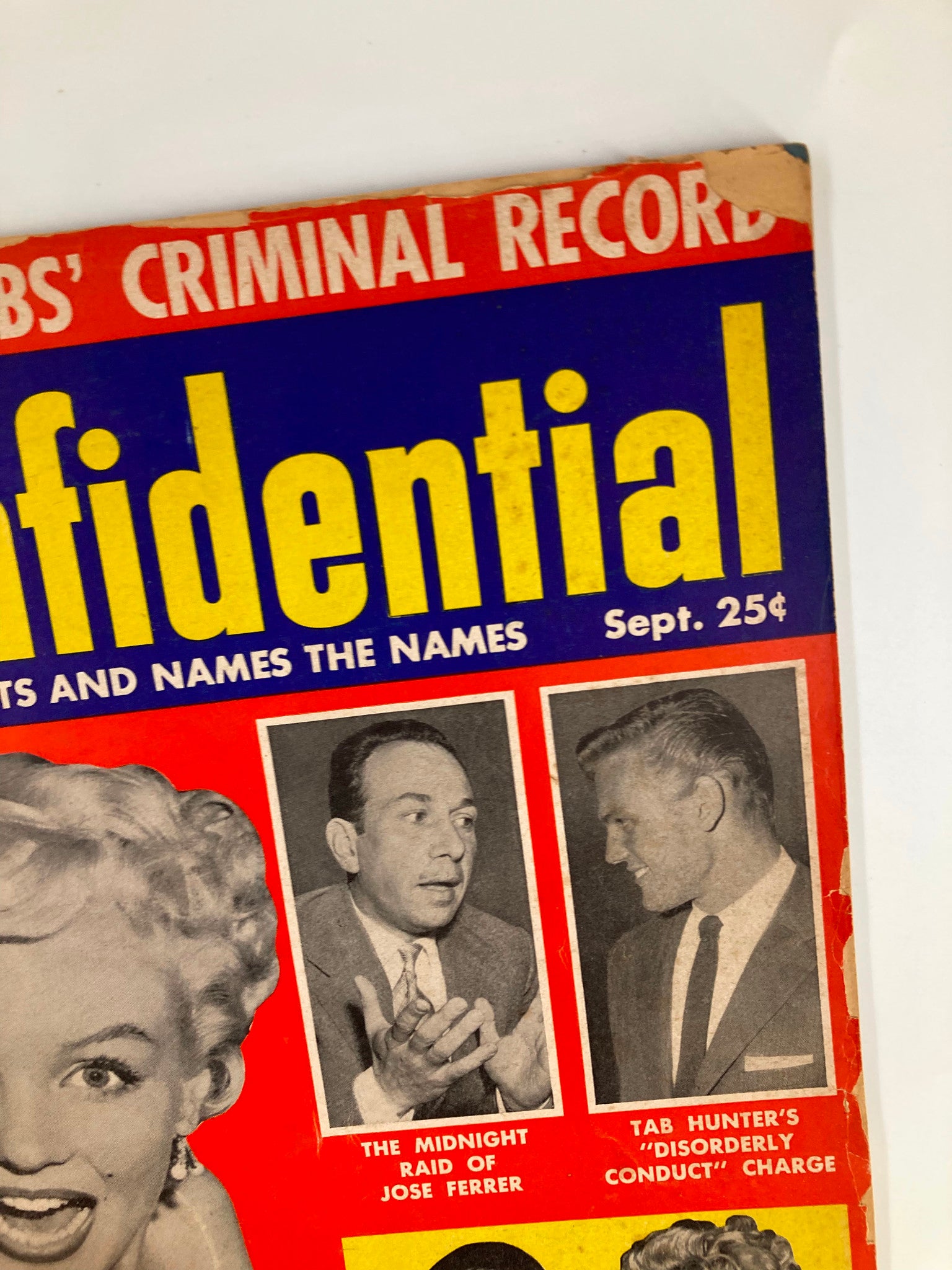 VTG Confidential Magazine September 1955 Marilyn Monroe, Jose Ferrer No Label