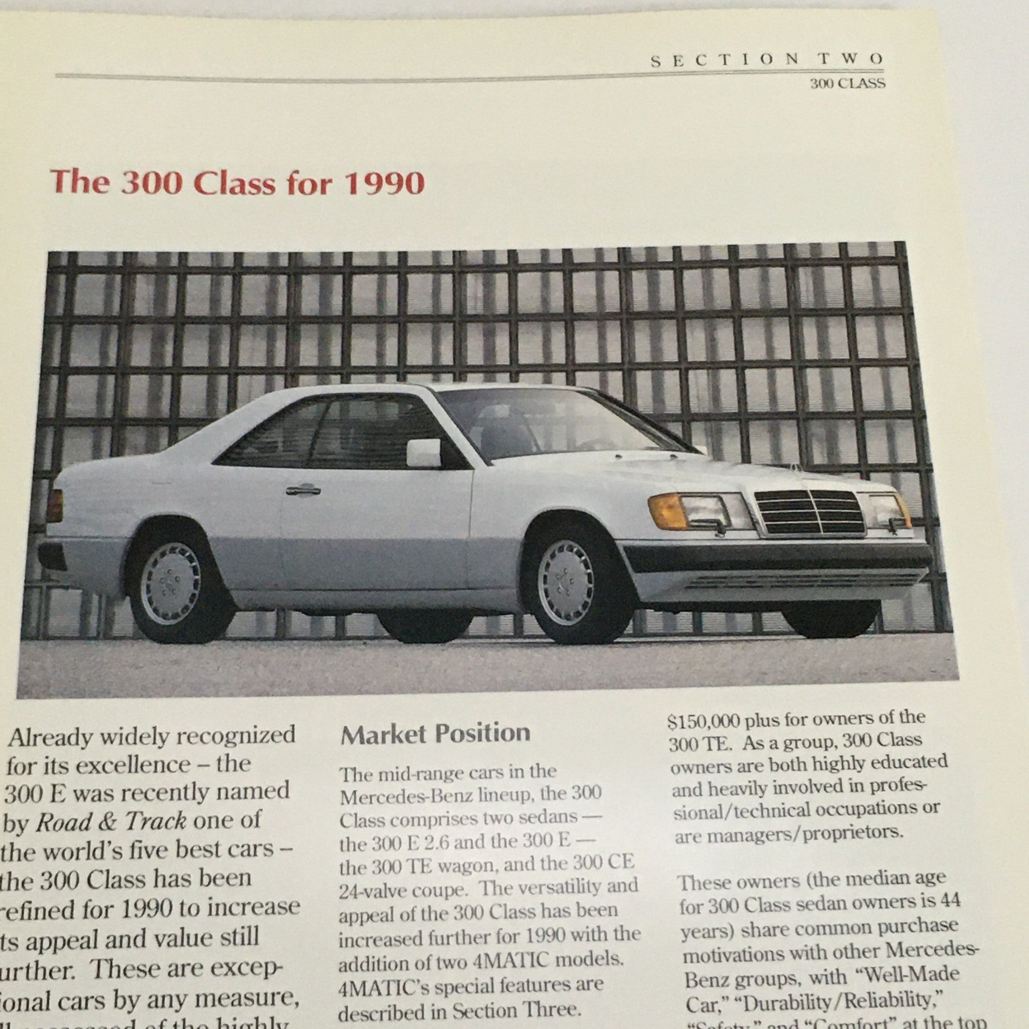 1990 Mercedes-Benz Product Information Dealership Car Auto Brochure Catalog