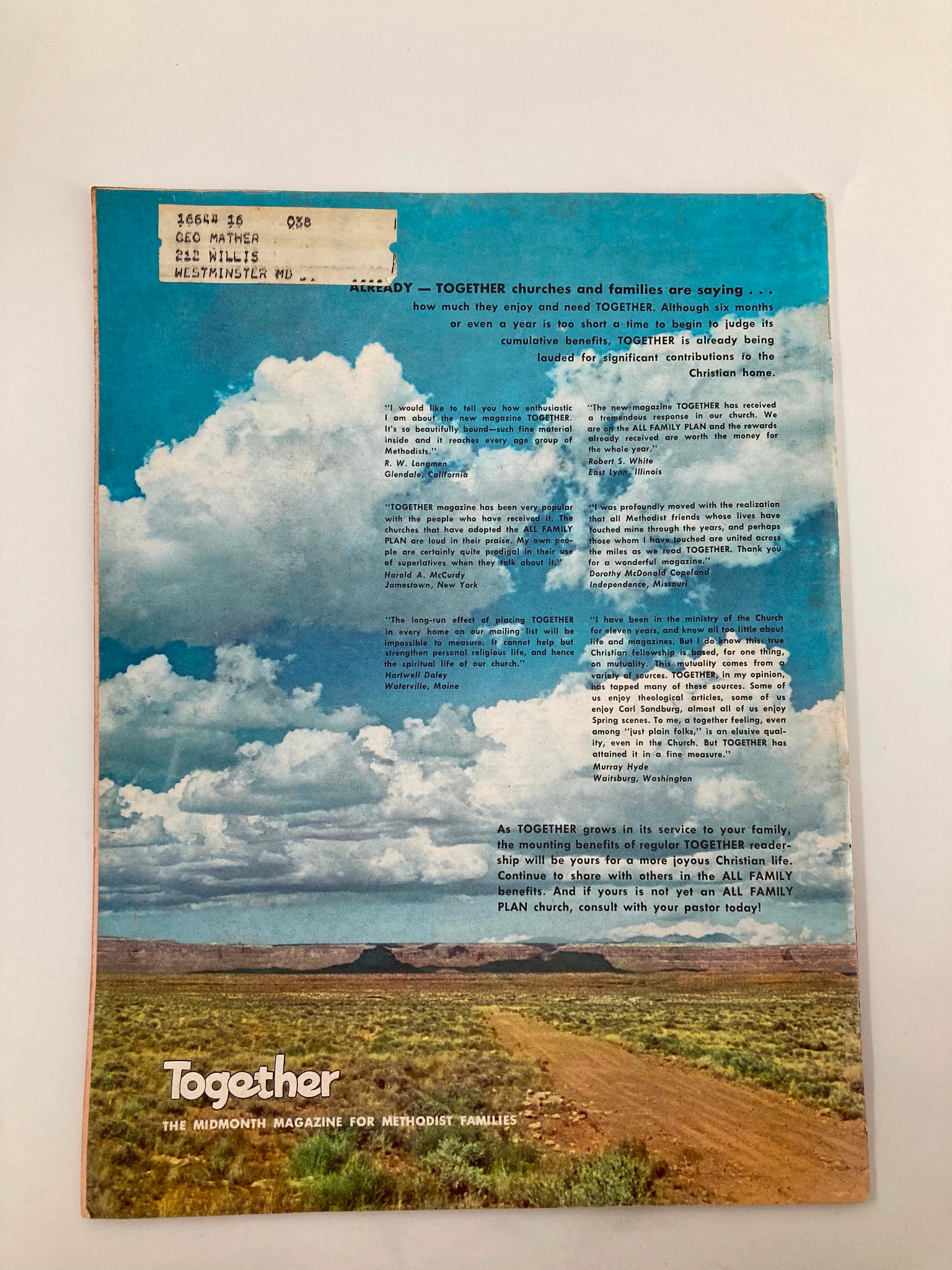 VTG Together Magazine July 15 1957 Christian Families Forge Ties Bind Forever