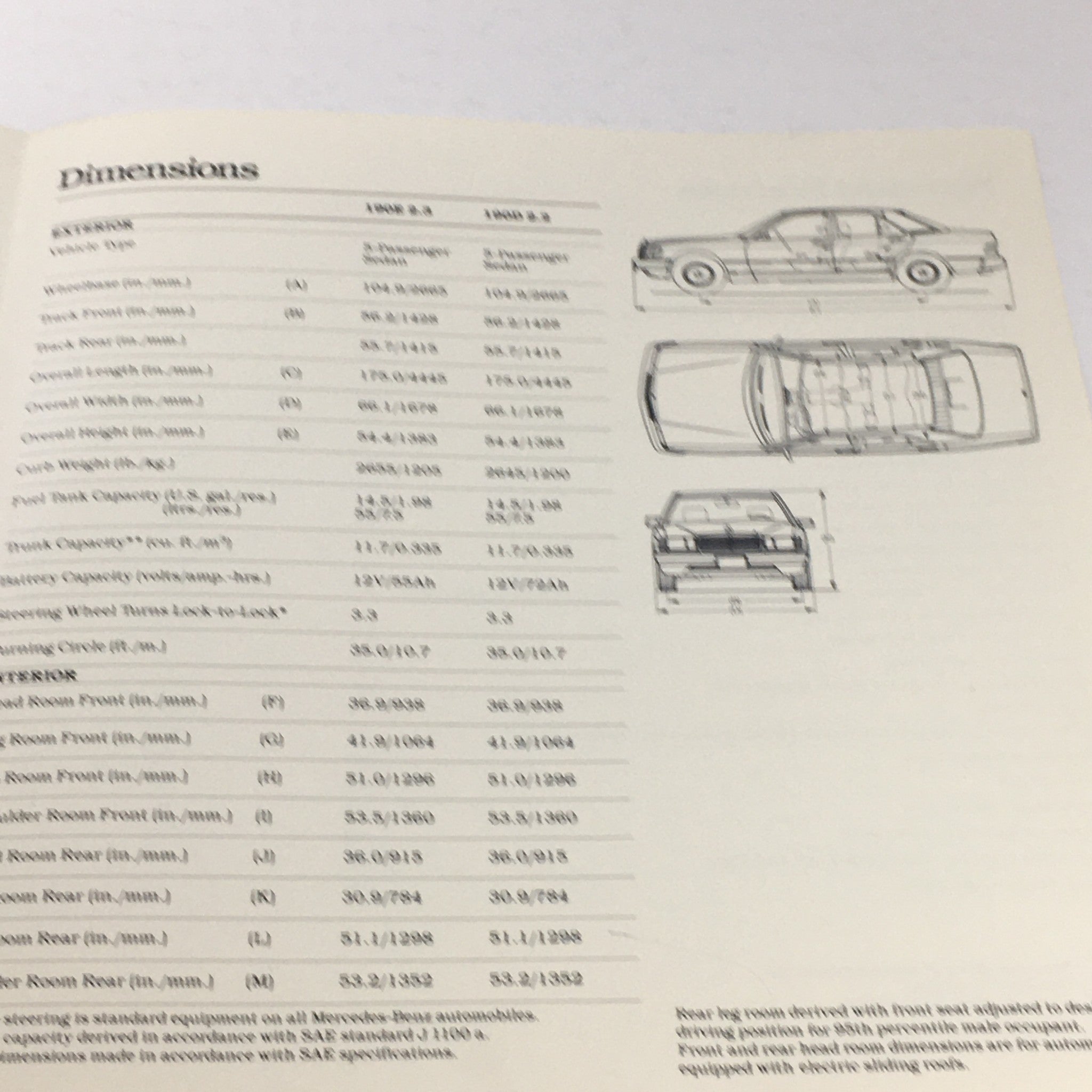 1984 Mercedes-Benz 190E 2.3/190D 2.2 Dealership Car Auto Brochure Catalog