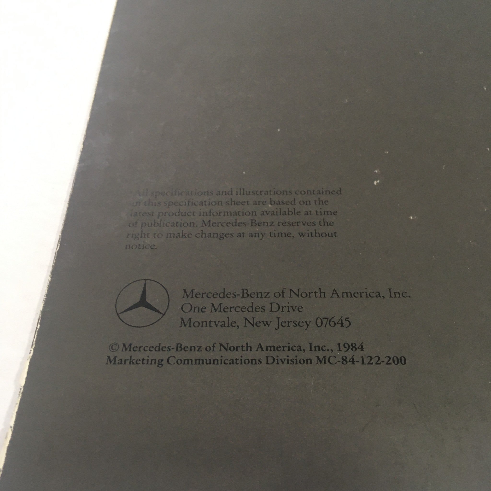 1985 Mercedes-Benz Specifications 100-Class Dealership Car Auto Brochure Catalog