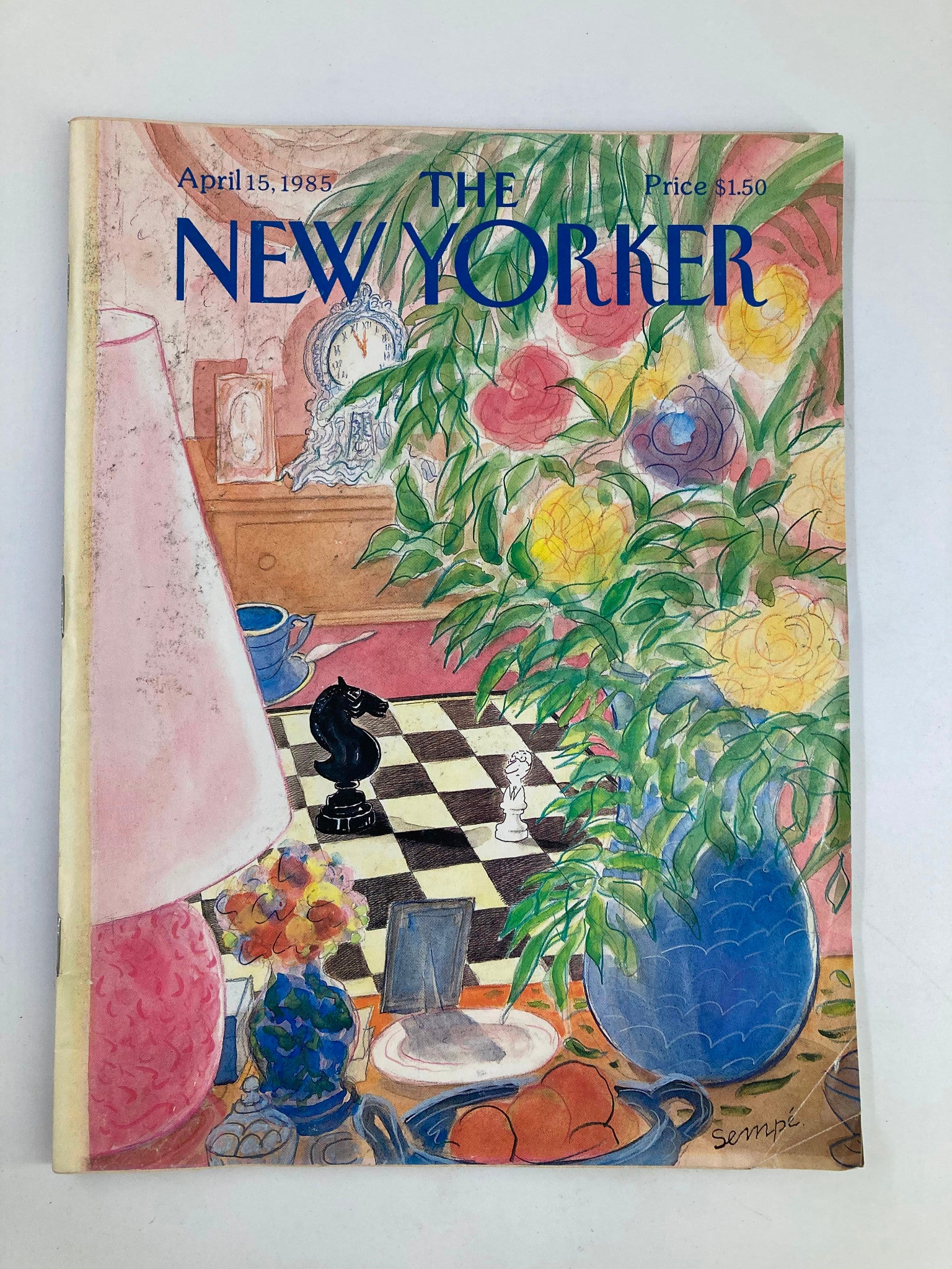 The New Yorker Magazine April 15 1985 Chess Game by Jean-Jacques Sempe No Label