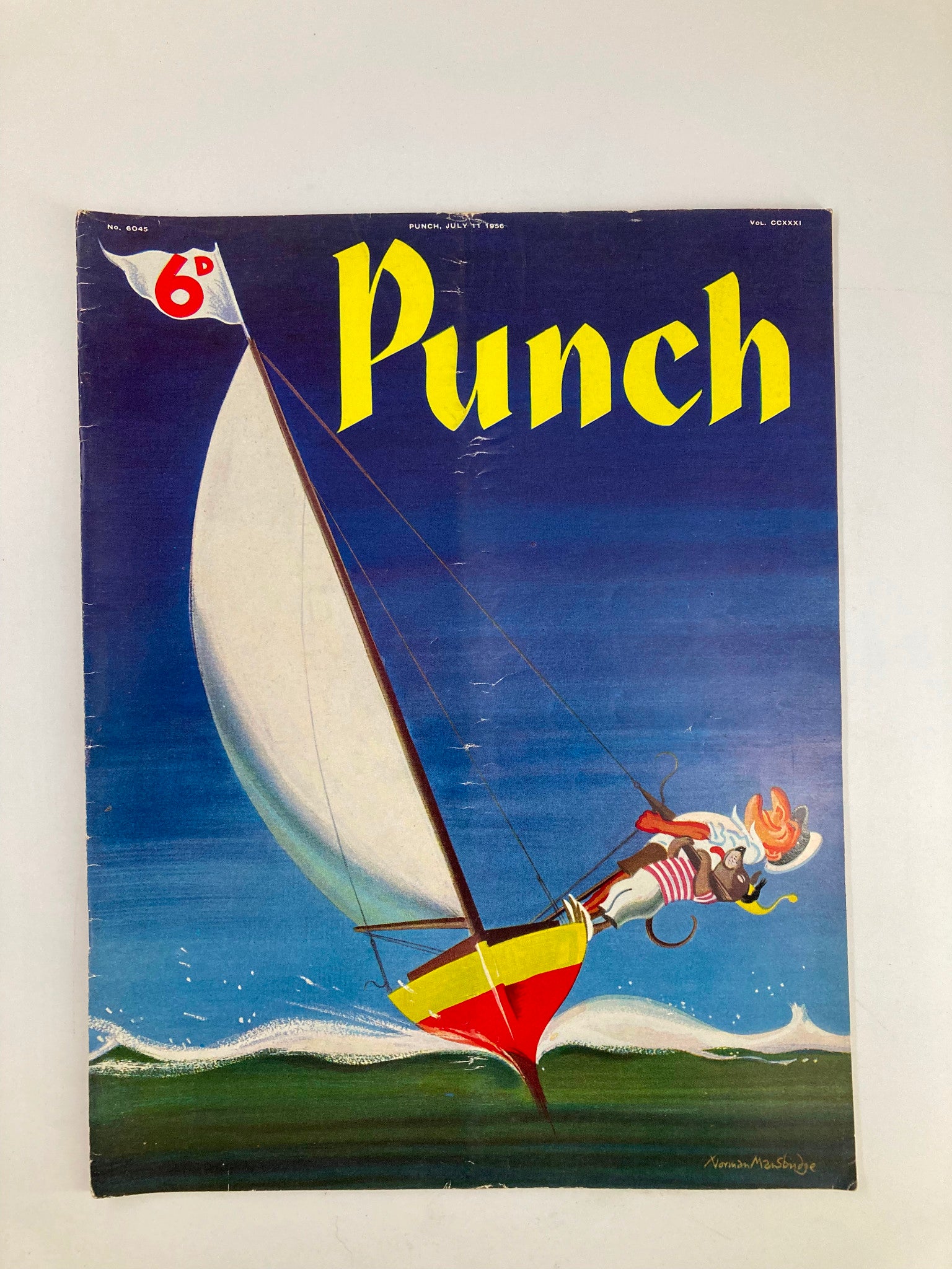 VTG Punch Magazine July 11 1956 Sailing Cover Norman Mansbudge No Label VG 4.0