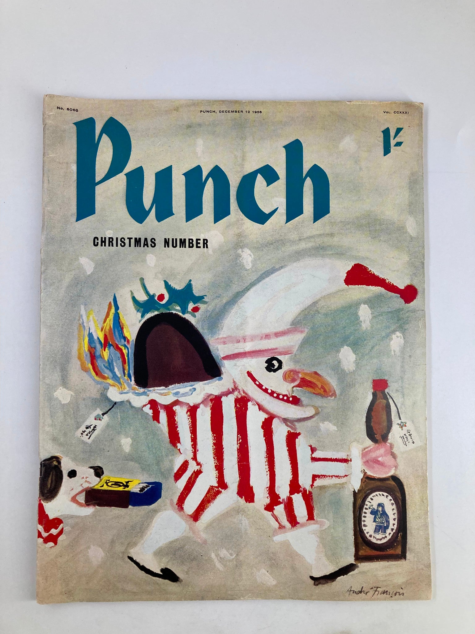 VTG Punch Magazine December 20 1956 Theme Cover by Andre Francois No Label