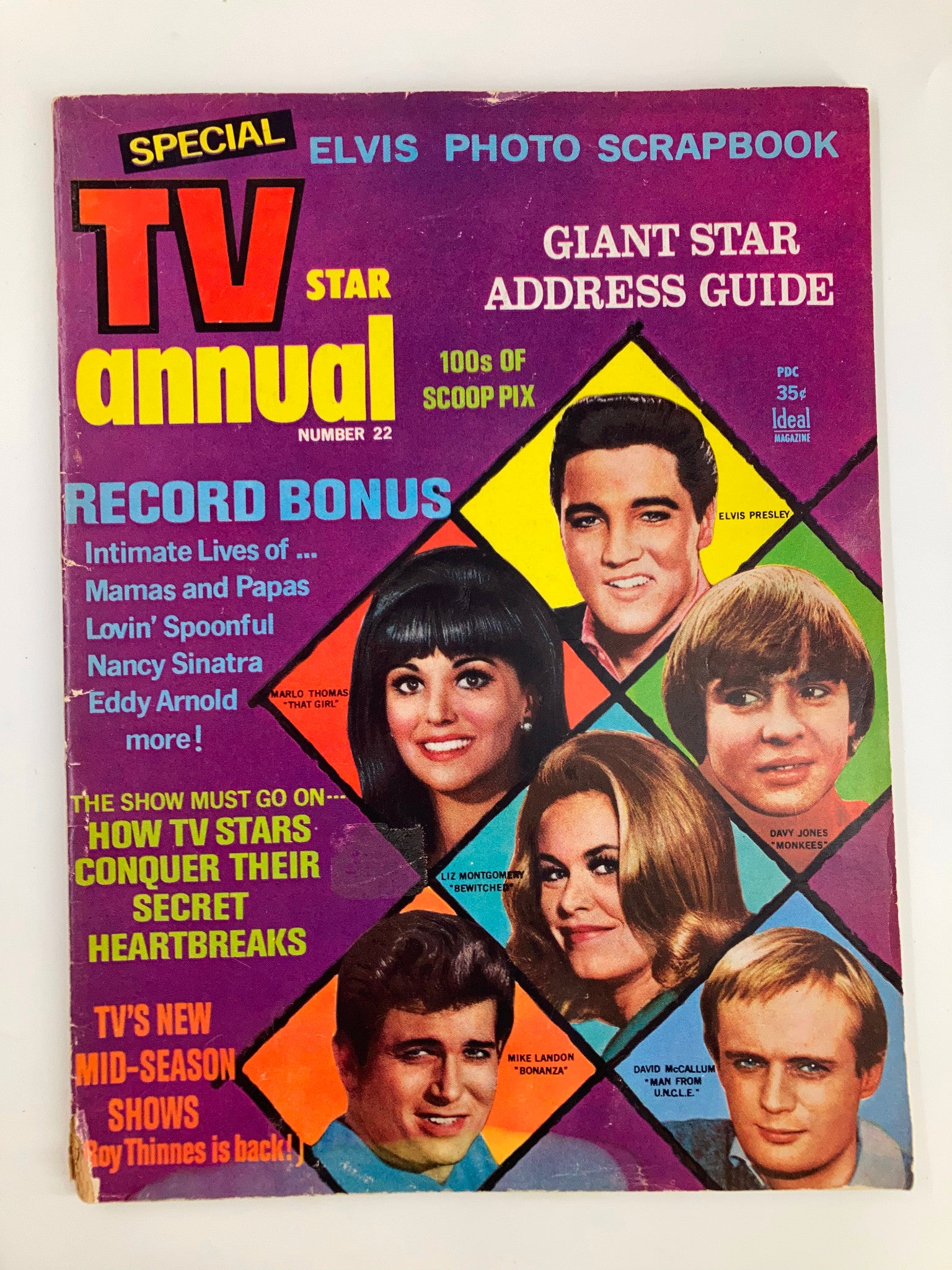 VTG TV Star Annual Magazine 1967 Elvis Presley Marlo Thomas Mike Landon No Label