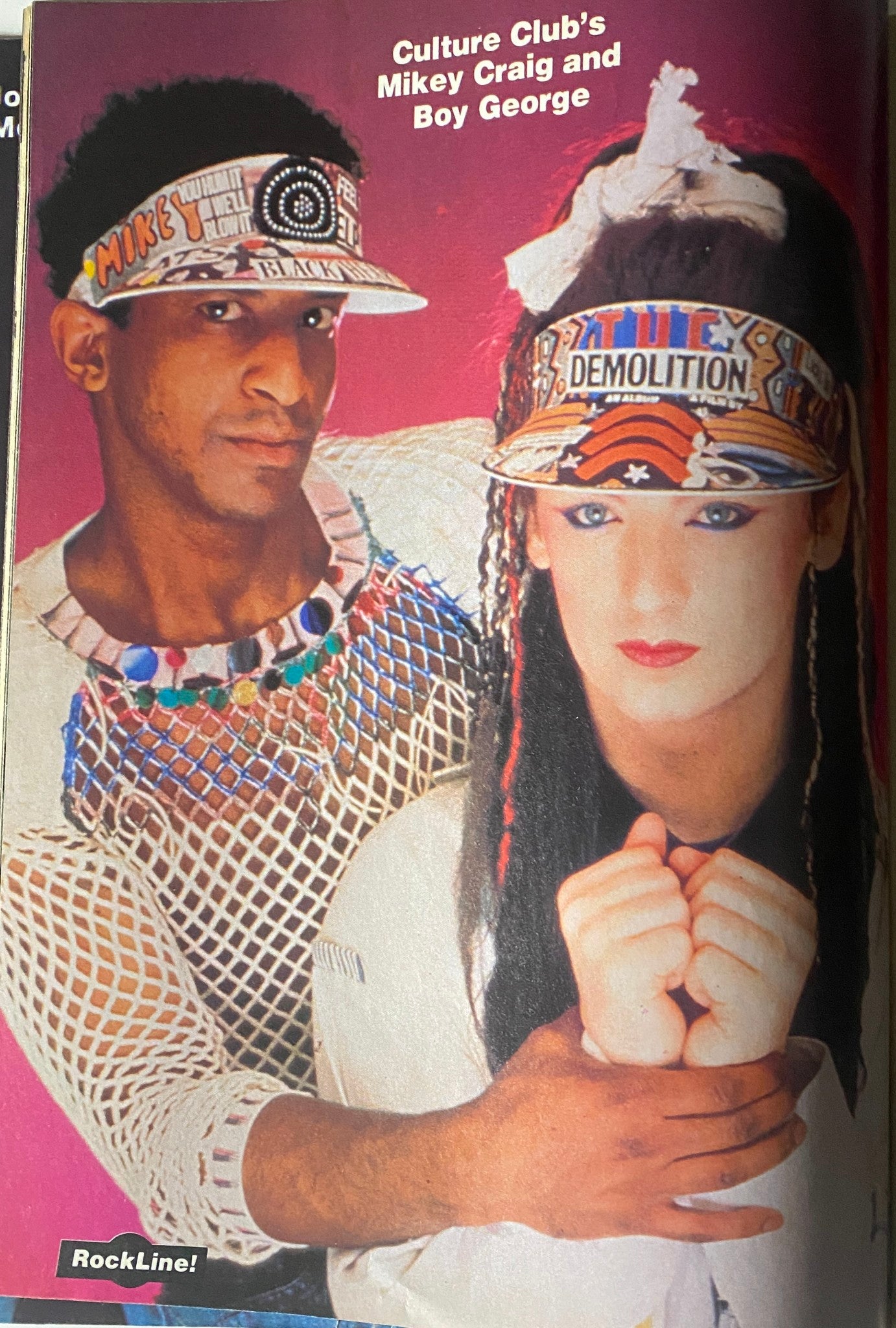 Culture Club's Mikey Craig and Boy George featured in Rock Line Magazine March-April 1984.