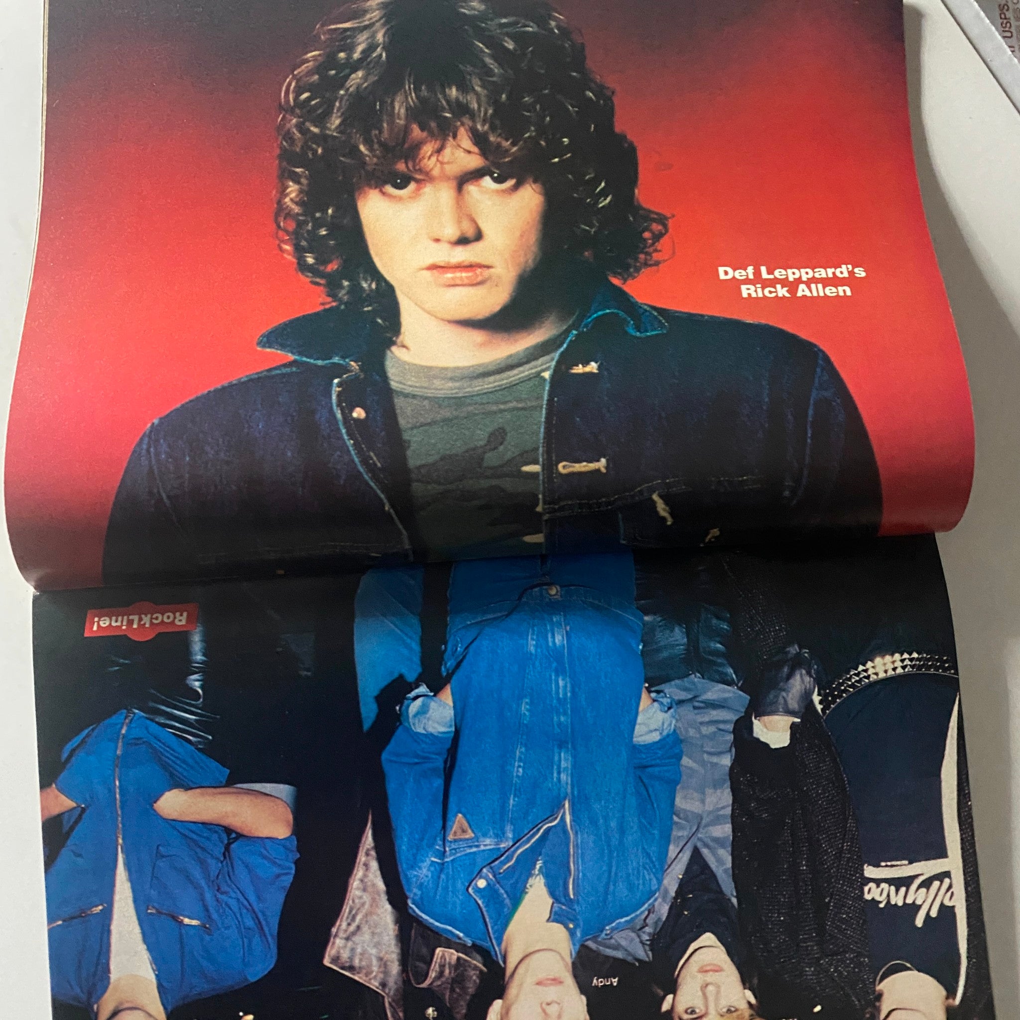 Page from Rock Line Magazine displaying Rick Allen of Def Leppard, capturing the essence of '80s rock.