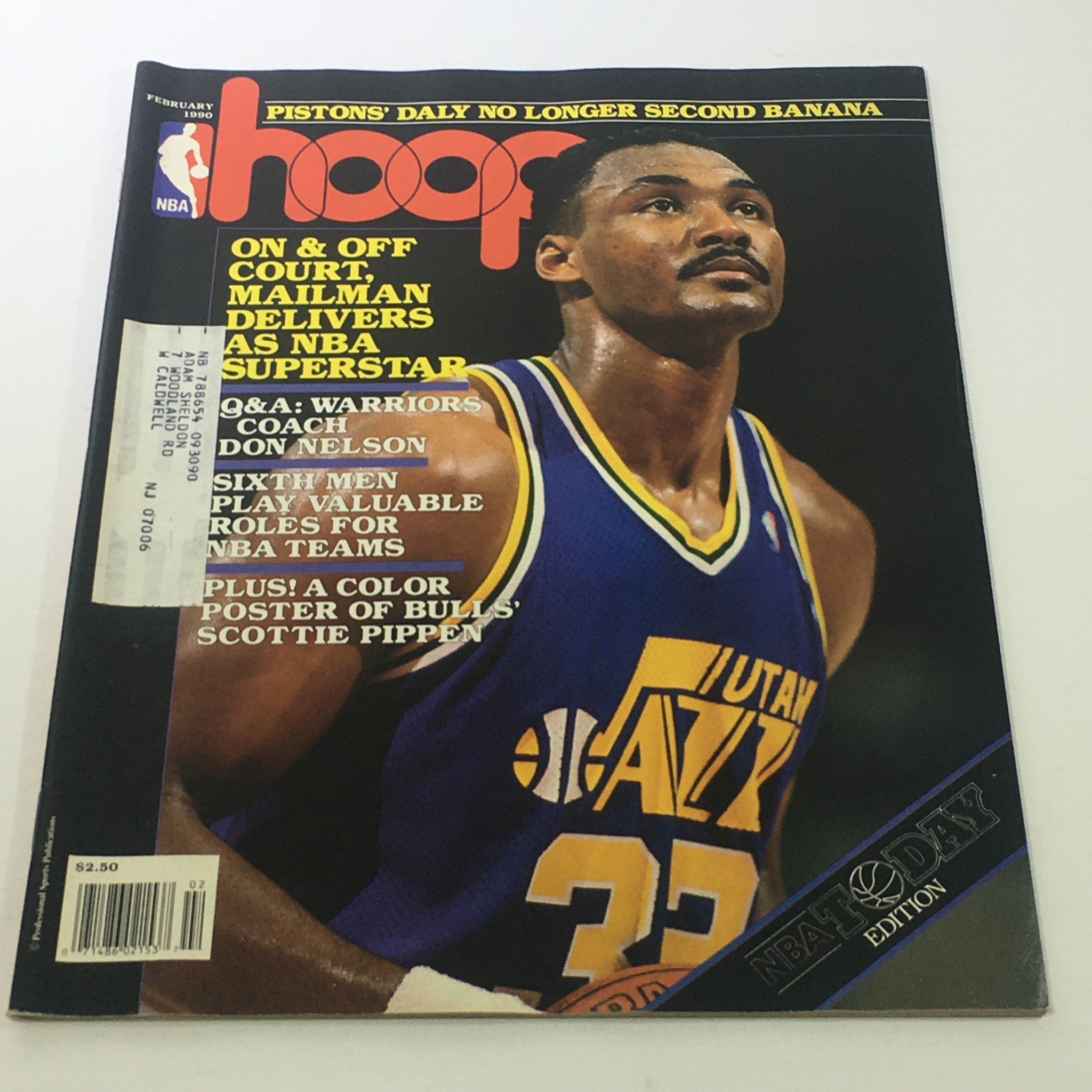 Hoop NBA Magazine: February 1990 - Mailman Delivers As Utah Jazz's Karl Malone