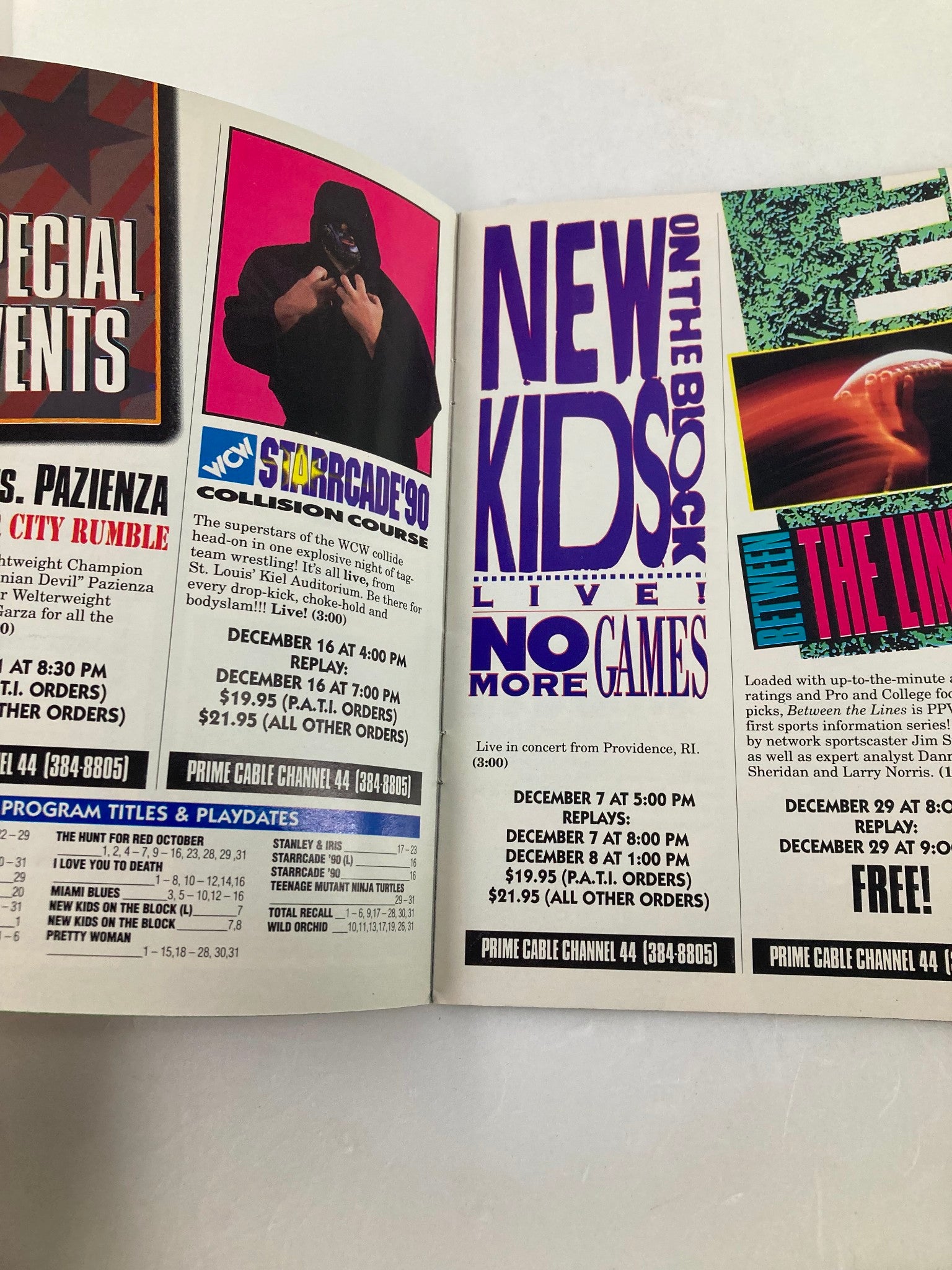 Prime Cable Magazine December 1990 New Kids On The Block Live No More Games