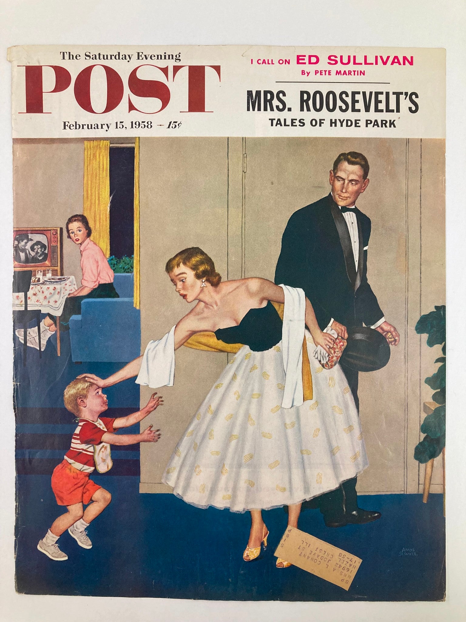 COVER ONLY The Saturday Evening Post February 15 1958 Mrs. Roosevelt's Hyde Park