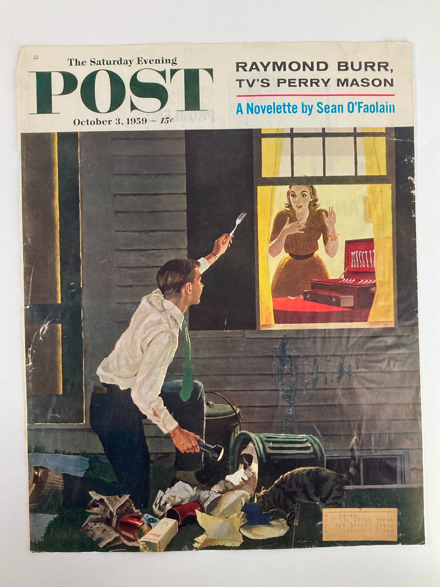 COVER ONLY The Saturday Evening Post October 3 1959 Raymond Burr TV Perry Mason