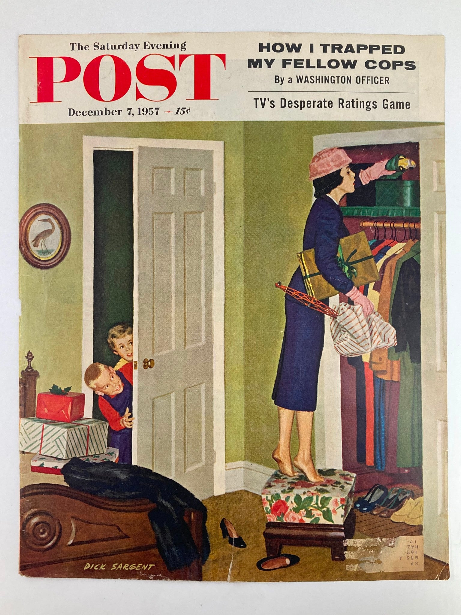 COVER ONLY The Saturday Evening Post December 7 1957 I Trapped My Fellow Cops