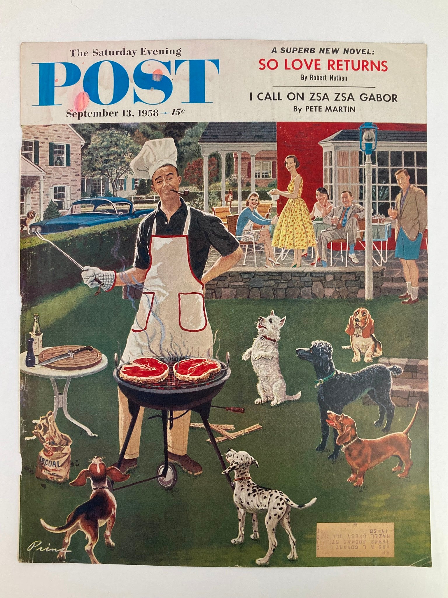 COVER ONLY The Saturday Evening Post September 13 1958 I Call On Zsa Zsa Gabor