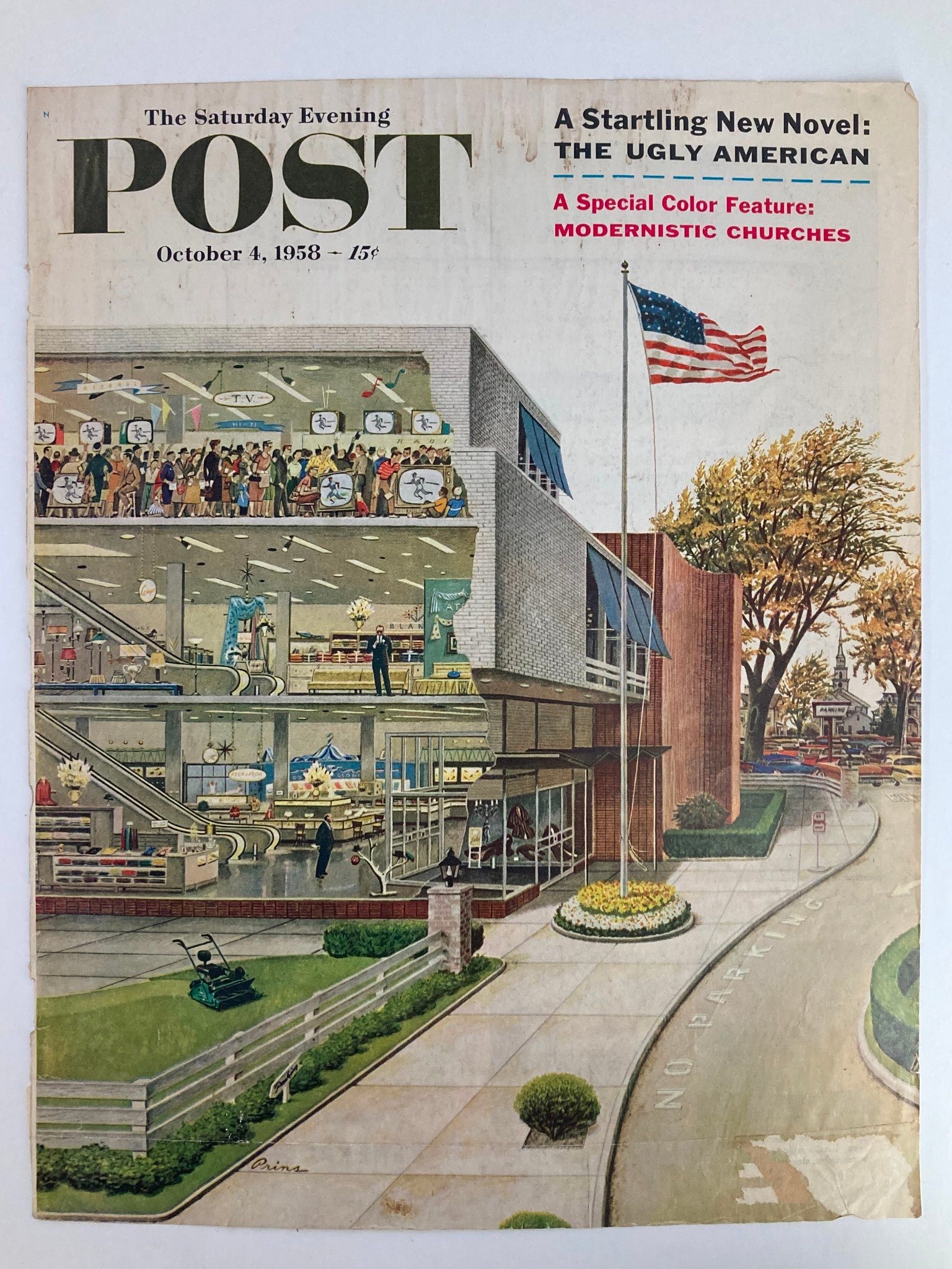 COVER ONLY The Saturday Evening Post October 4 1958 Modernistic Churches