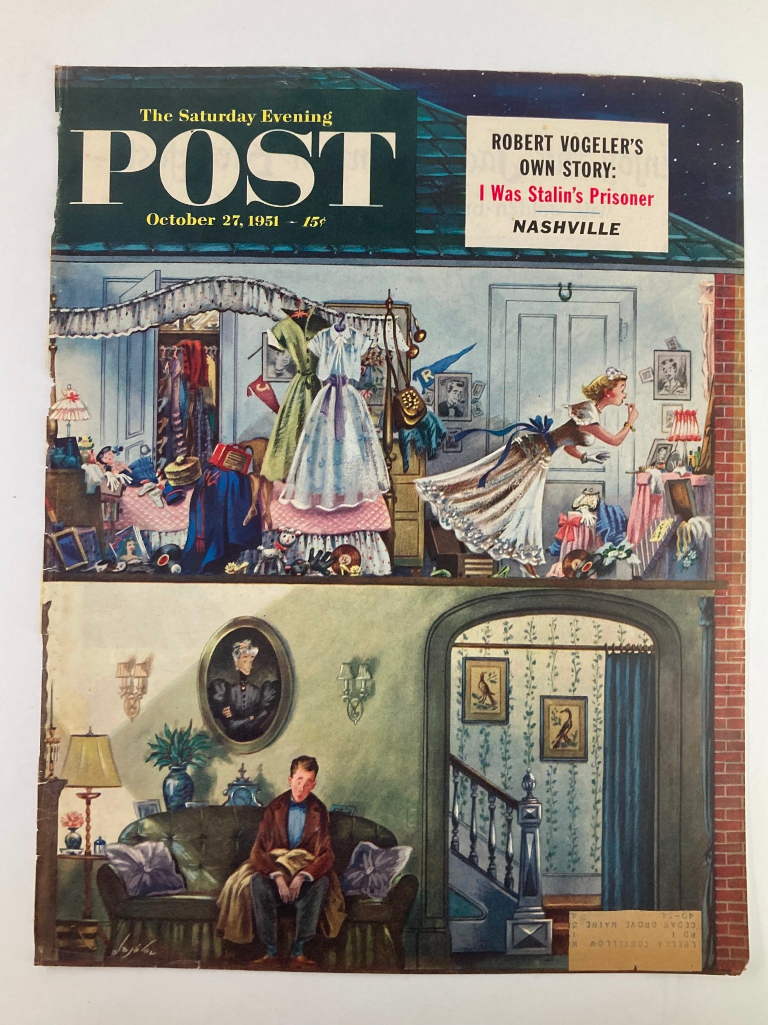 COVER ONLY The Saturday Evening Post October 27 1951 Robert Vogeler's Story