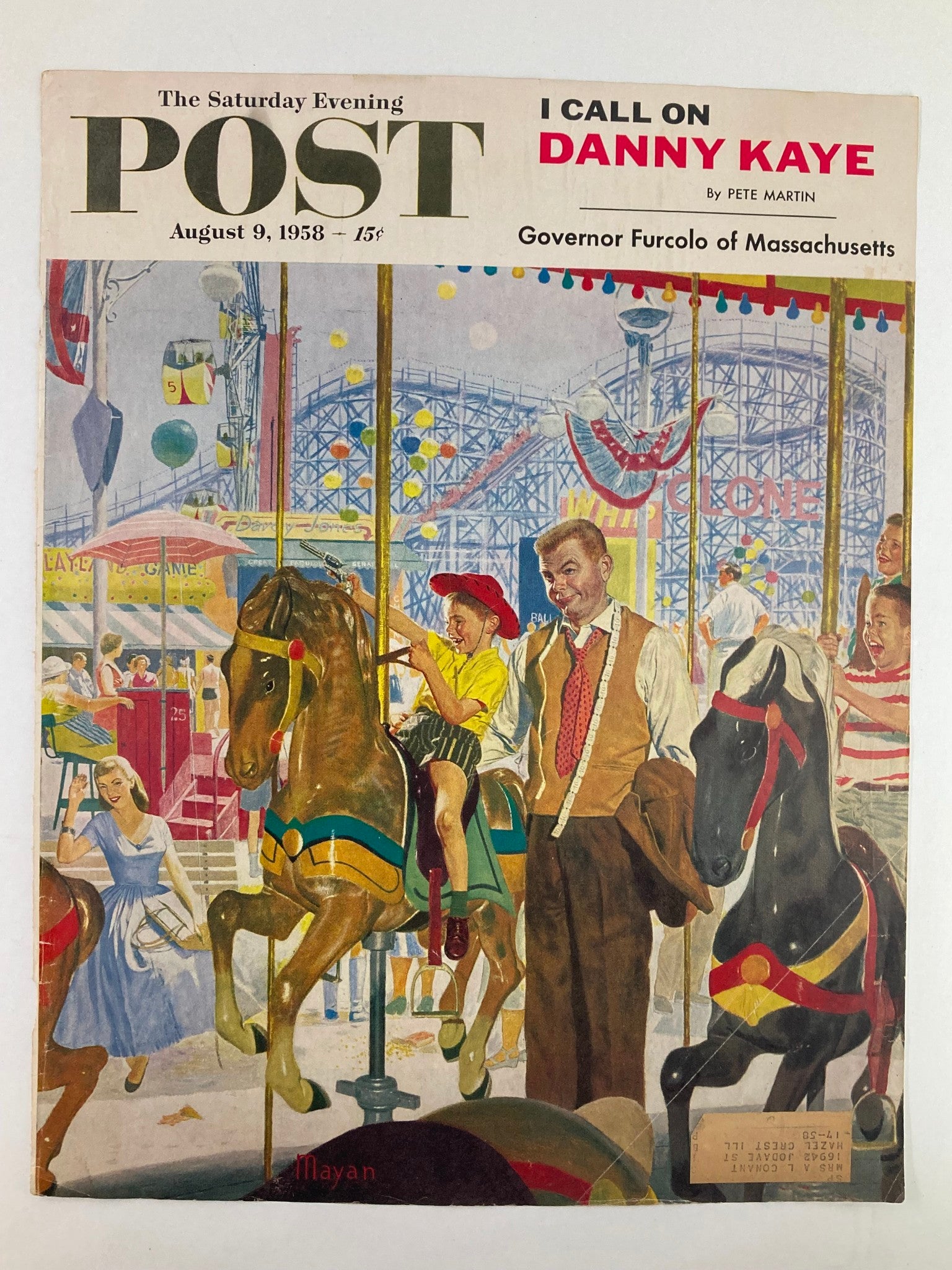 COVER ONLY The Saturday Evening Post August 9 1958 I Call on Danny Kaye