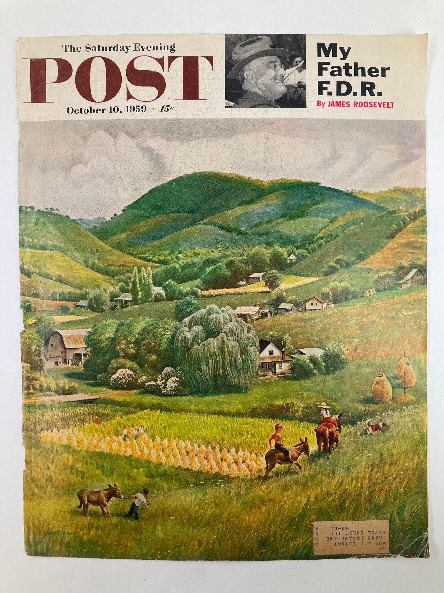 COVER ONLY The Saturday Evening Post October 10 1959 Franklin D. Roosevelt