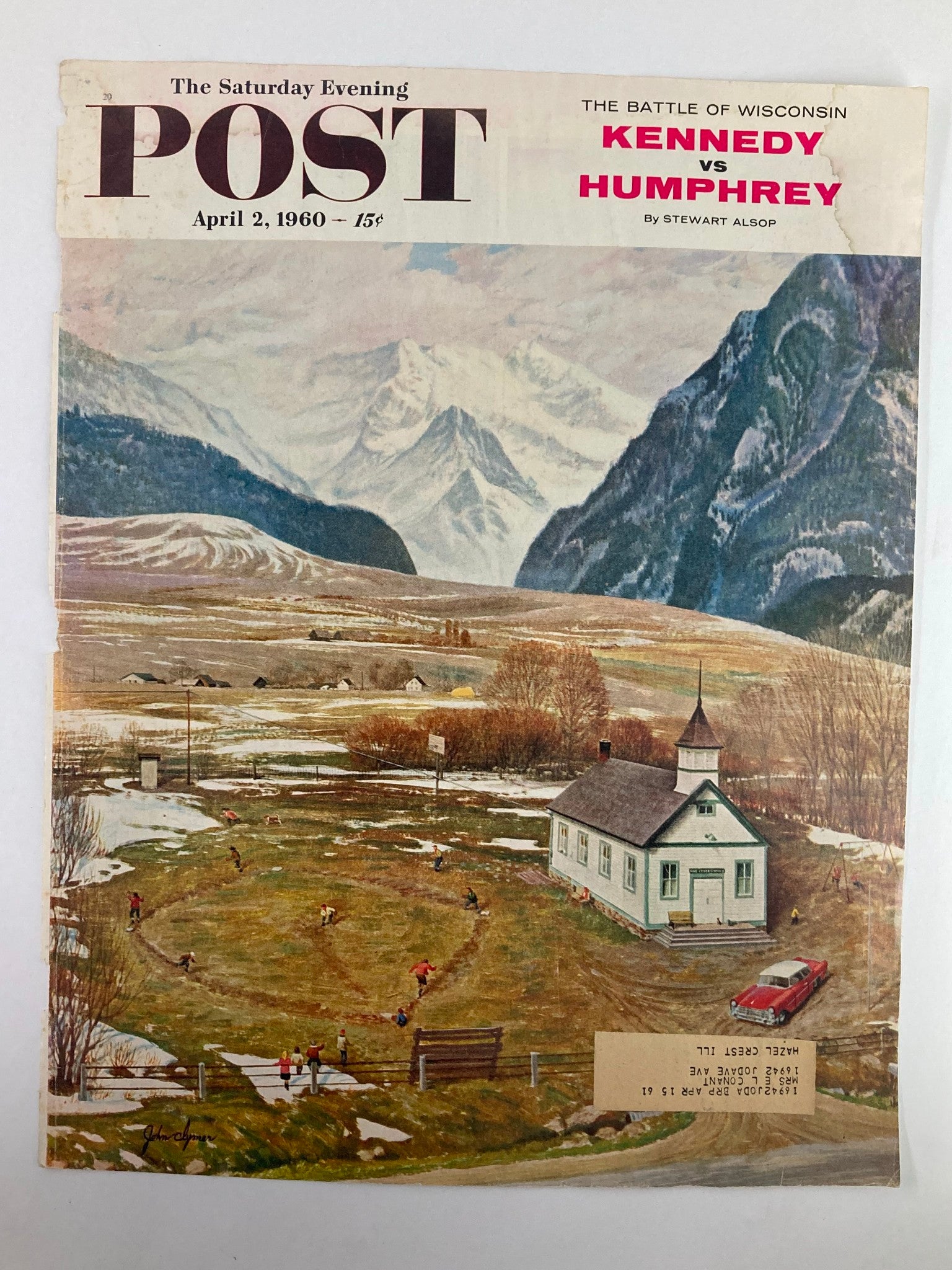 COVER ONLY The Saturday Evening Post April 2 1960 John Kennedy v Hubert Humphrey