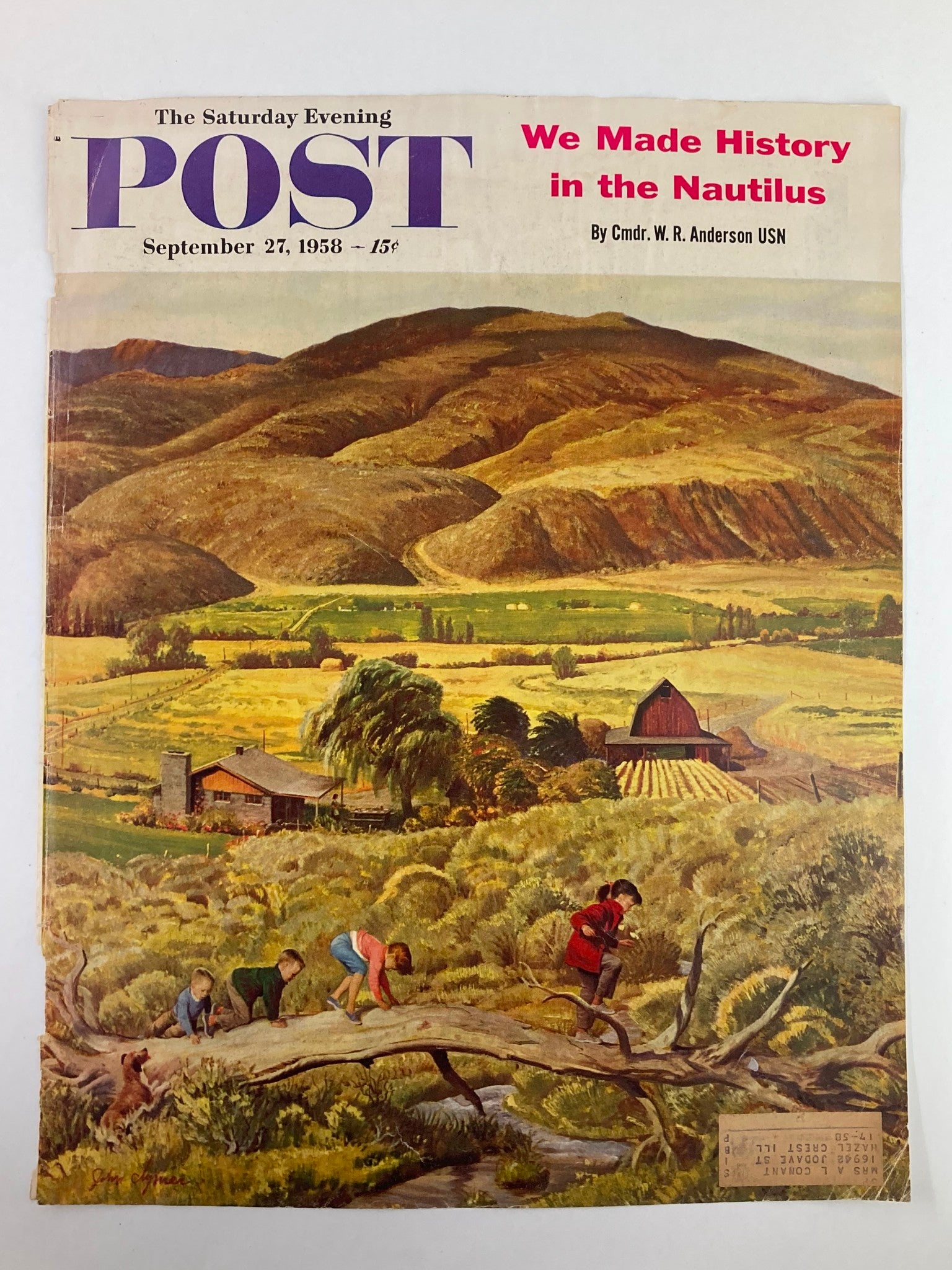 COVER ONLY The Saturday Evening Post September 27 1958 History in the Nautilus