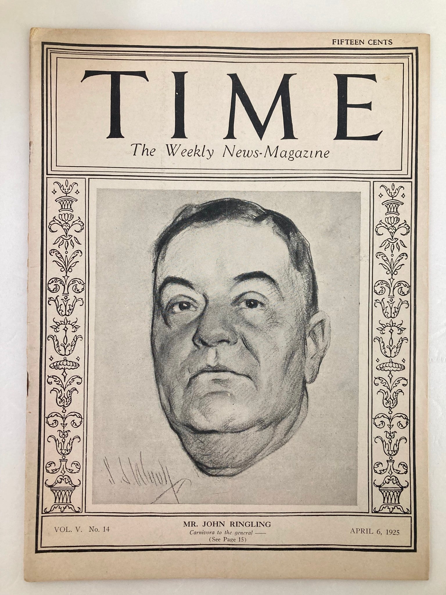 VTG Time Magazine April 6 1925 Vol 5 #14 Mr. John Ringling Carnivora to General