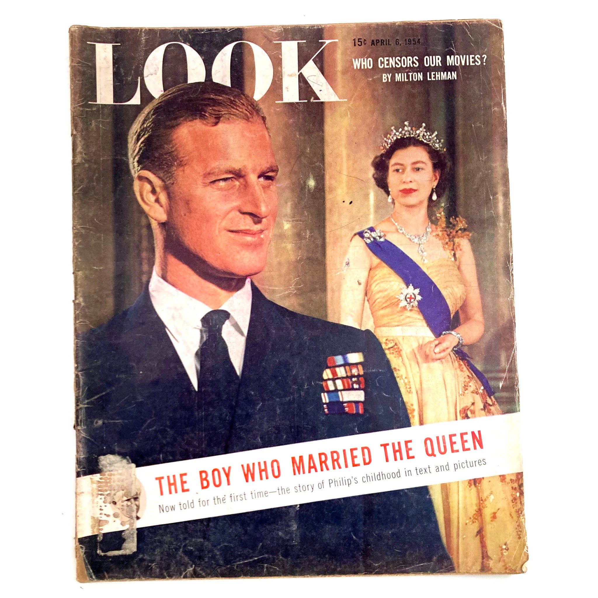 VTG Look Magazine April 6 1954 Queen Elizabeth II & Prince Philip GD Interior