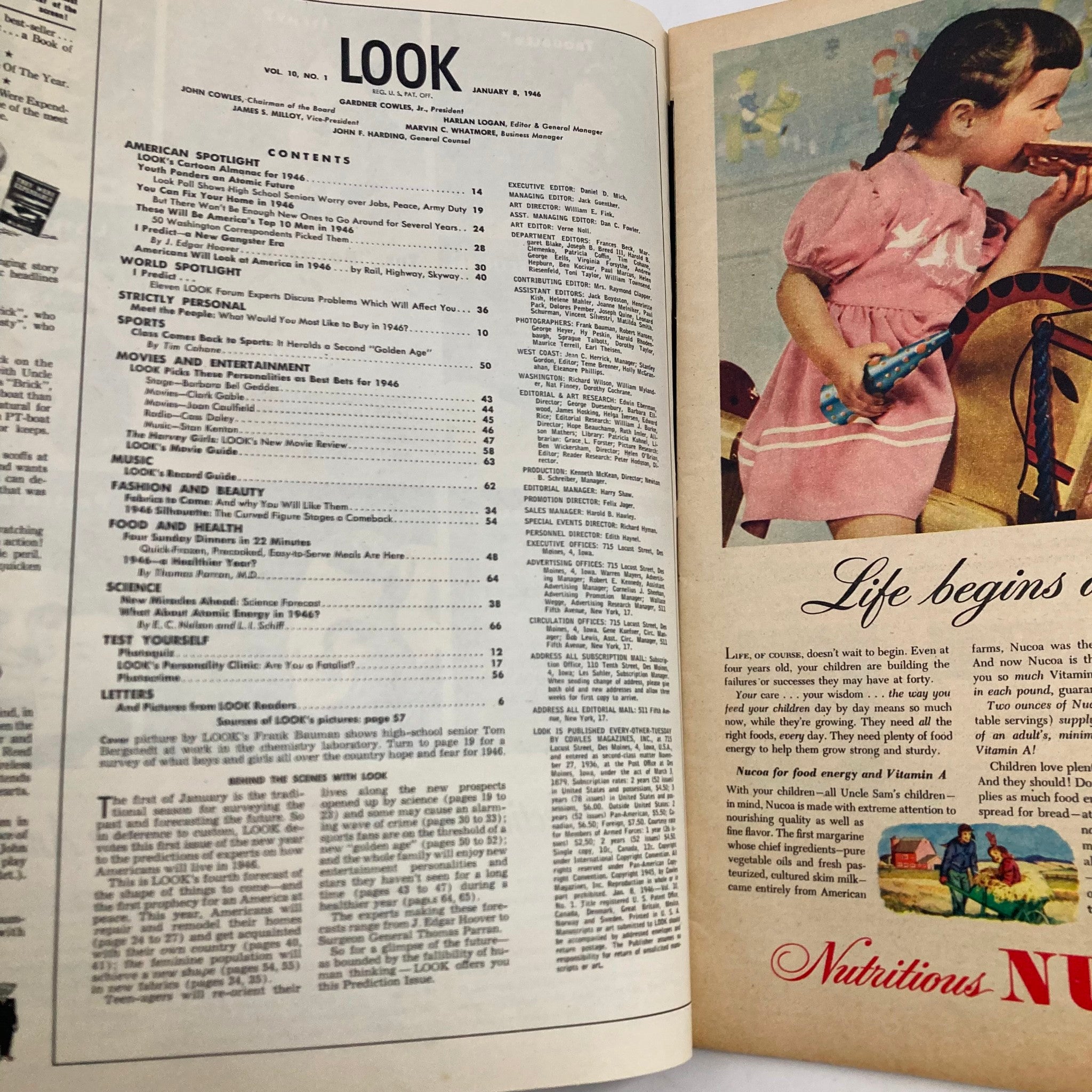 VTG Look Magazine January 8 1946 Chester Bowles, Herbert Brownell Jr. No Label