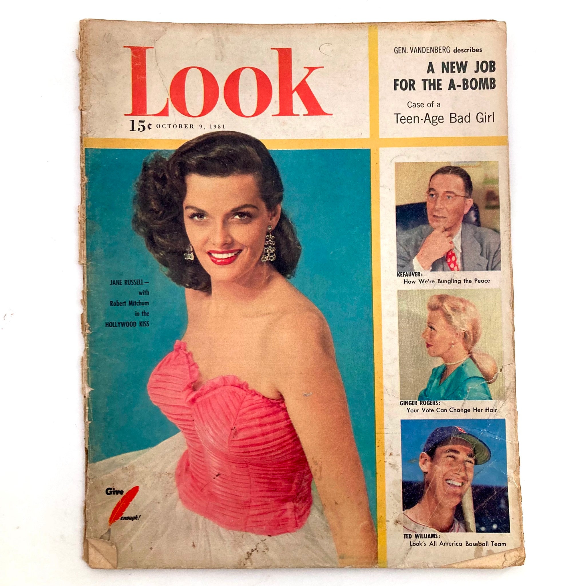 Look Magazine October 9 1951 Jane Russell Ginger Rogers Ted Williams GD Interior