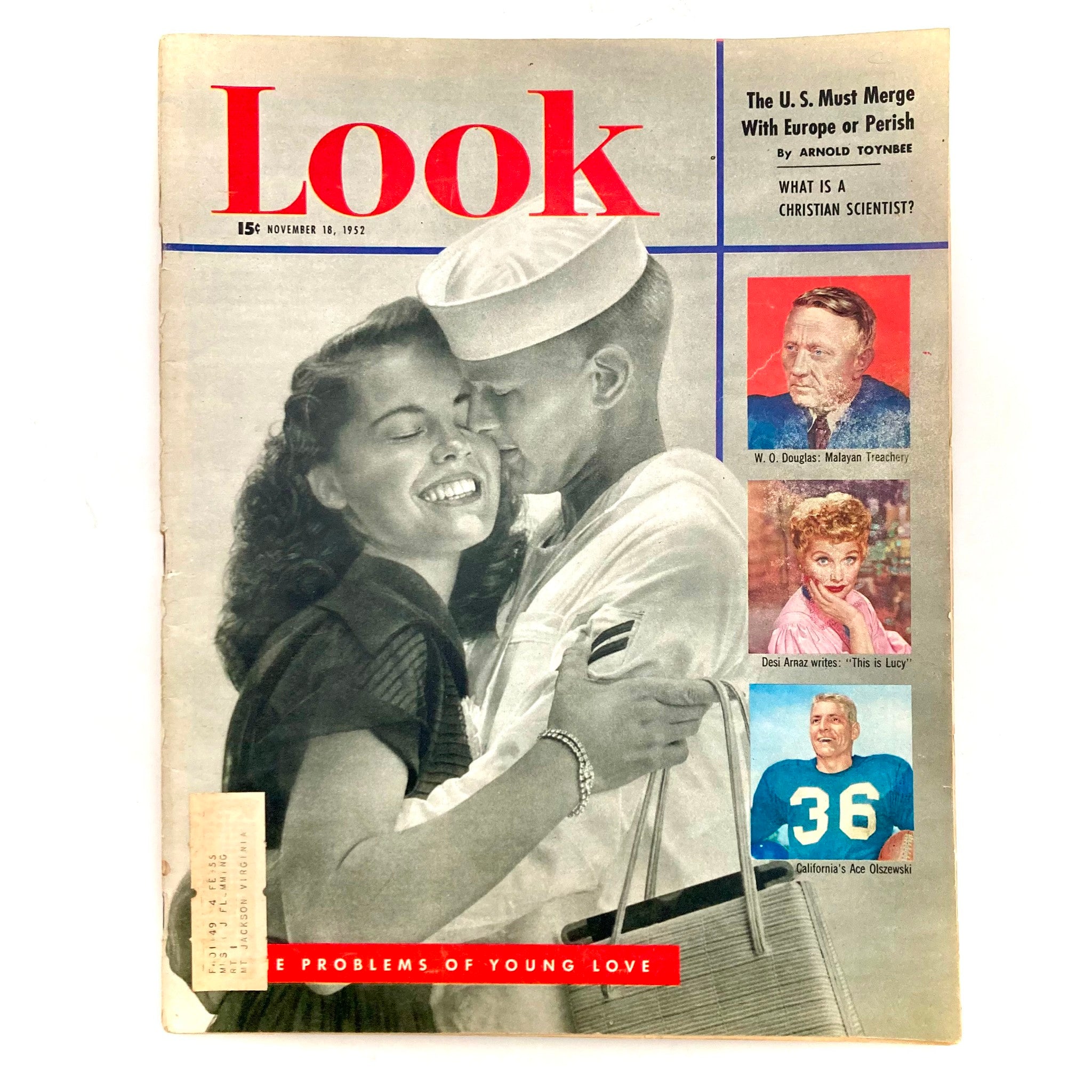 VTG Look Magazine November 18 1952 W.O. Douglas, Lucille Ball & Ace Olszewski