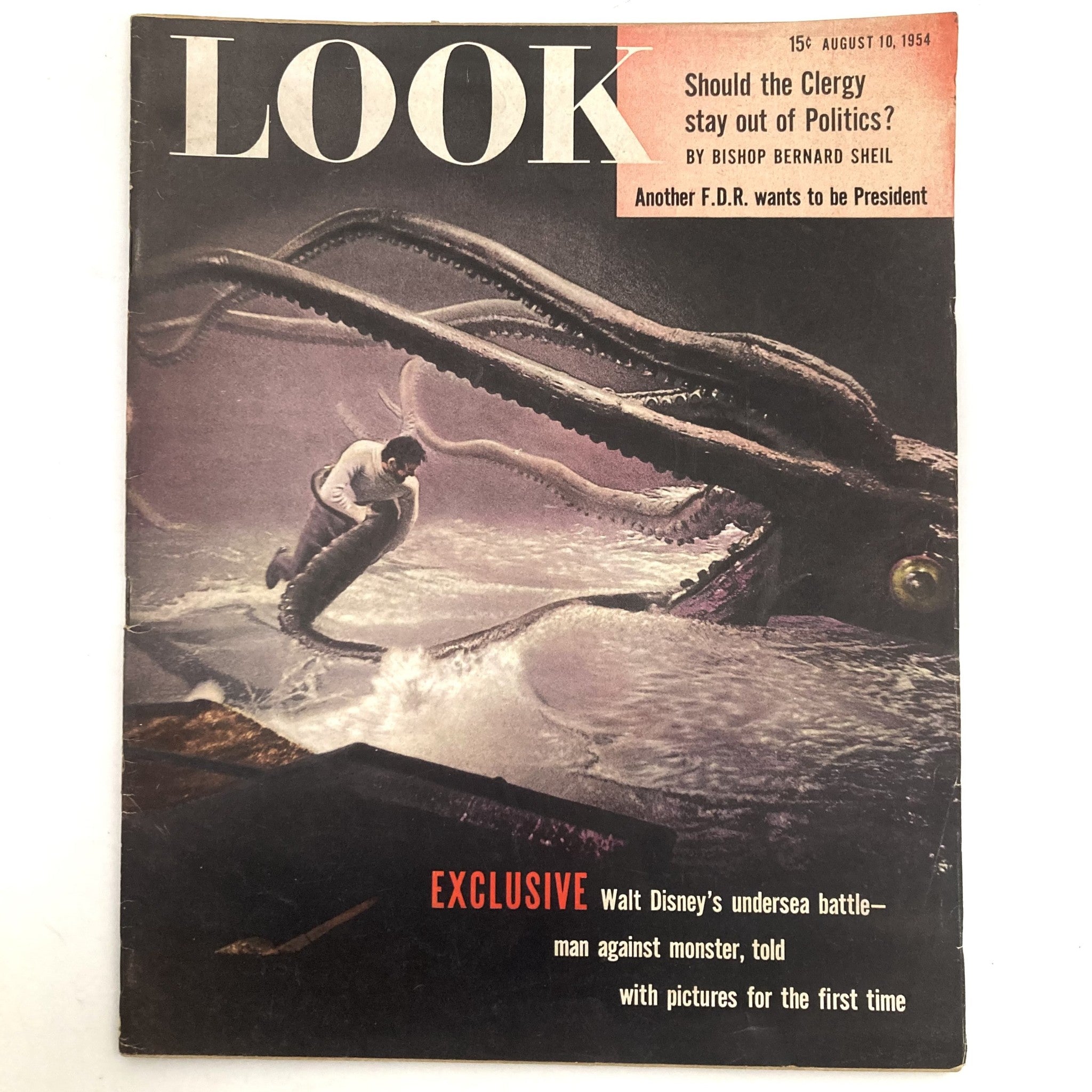 VTG Look Magazine August 10 1954 Walt Disney's Undersea Battle No Label