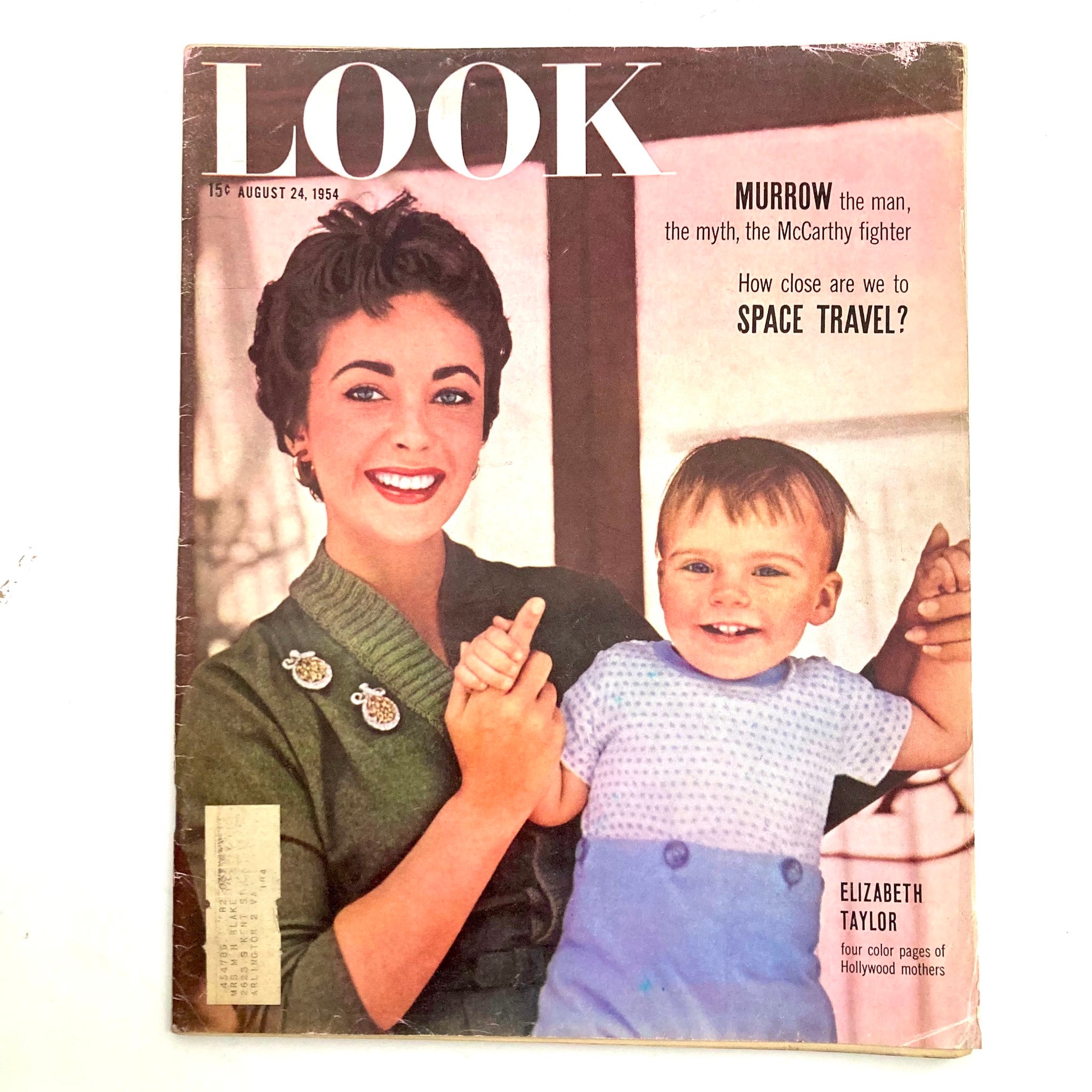 VTG Look Magazine August 24 1954 Elizabeth Taylor and Baby Cover Photograph