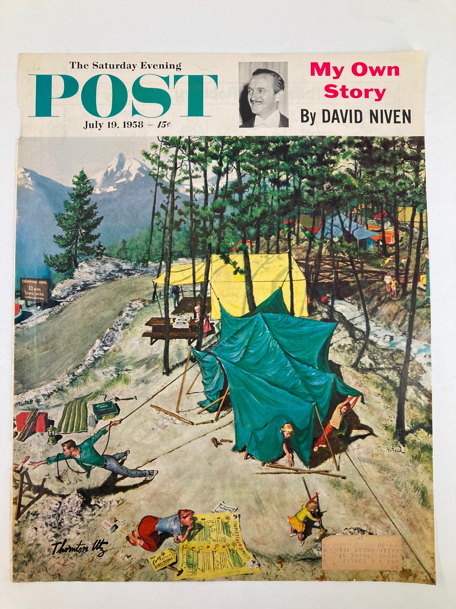 COVER ONLY The Saturday Evening Post July 19 1958 My Own Story by David Niven