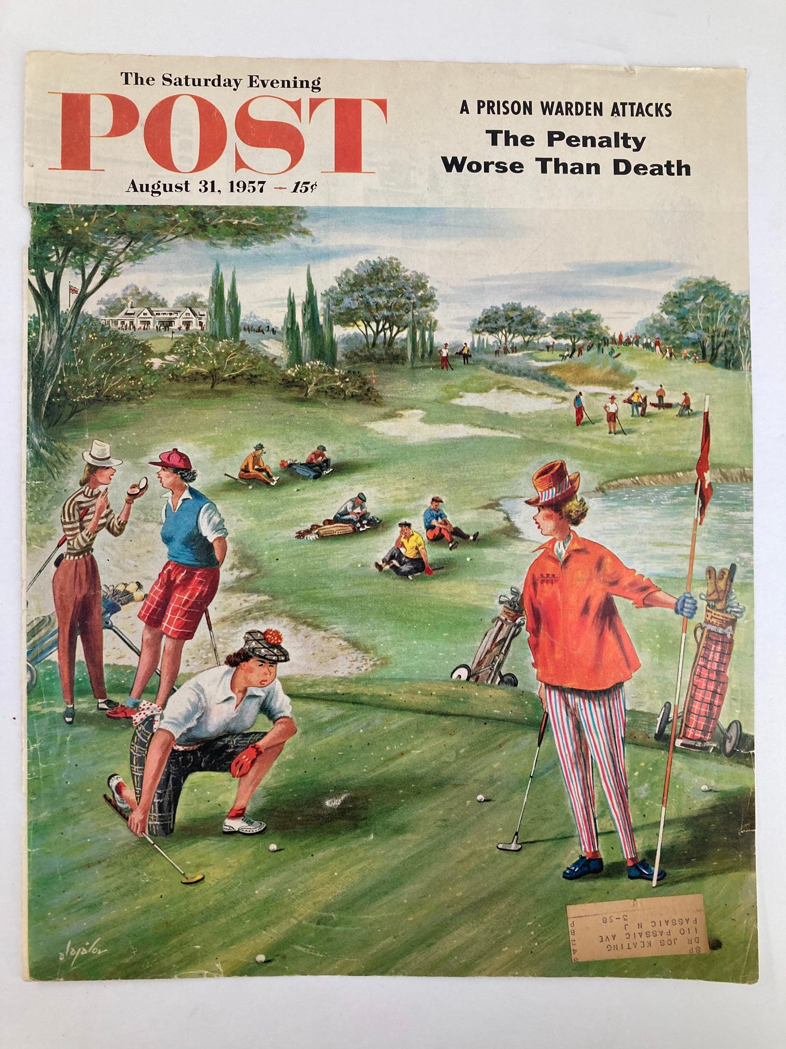 COVER ONLY The Saturday Evening Post August 31 1957 The Penalty Worse Than Death