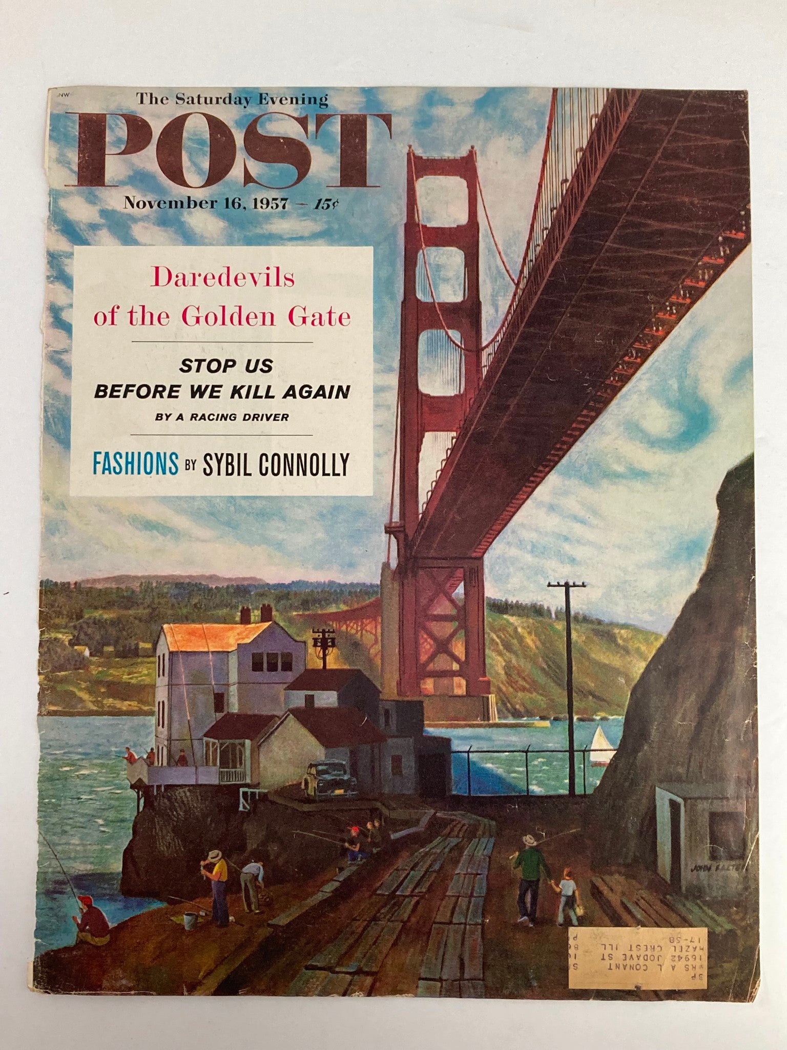 COVER ONLY The Saturday Evening Post November 16 1957 Daredevils of Golden Gate