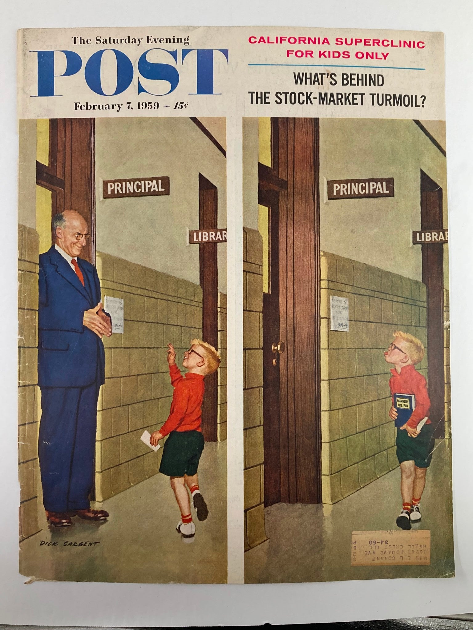 COVER ONLY The Saturday Evening Post February 7 1959 The Stock-Market Turmoil