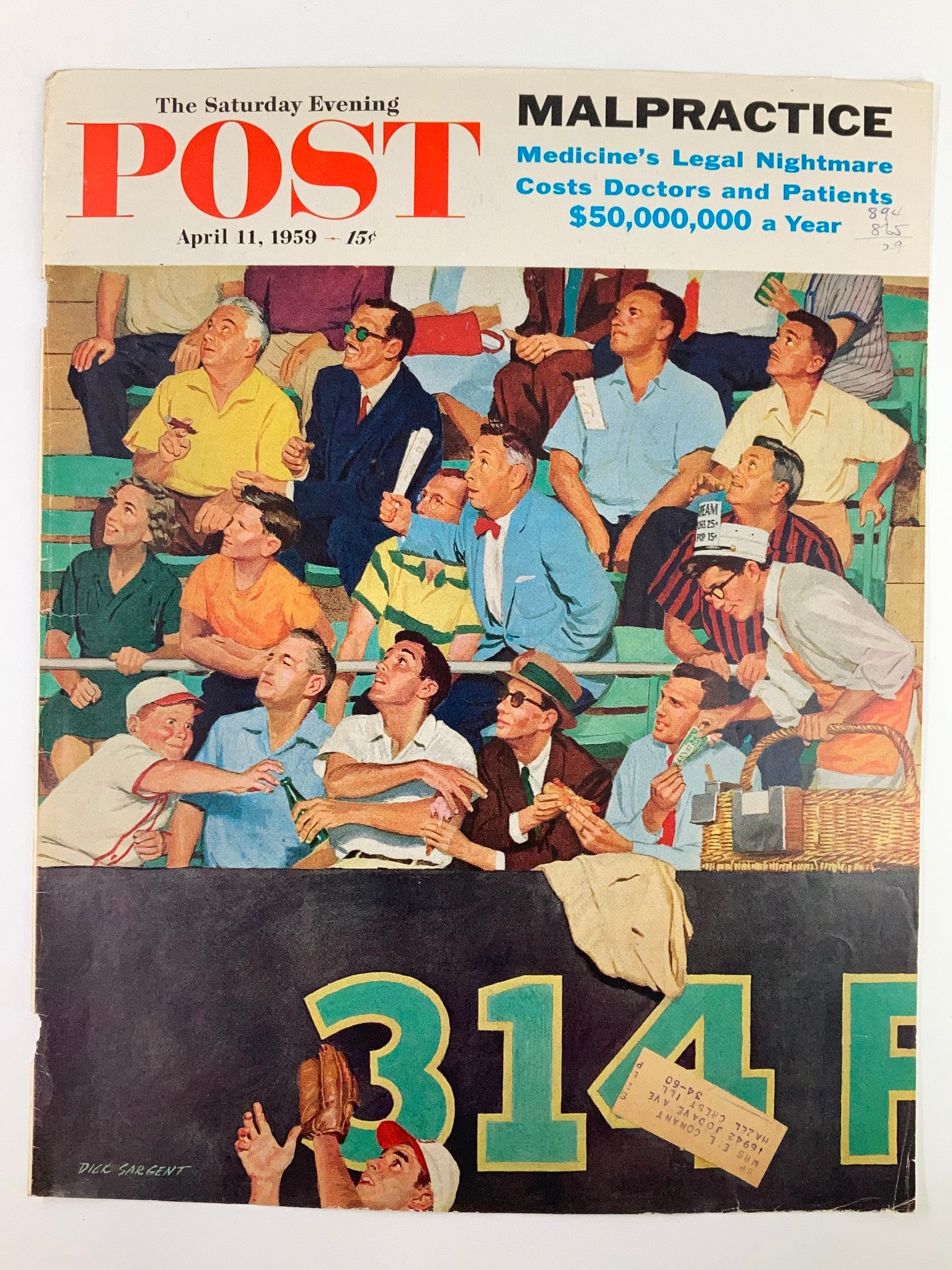 COVER ONLY The Saturday Evening Post April 11 1959 Medicine's Legal Nightmare