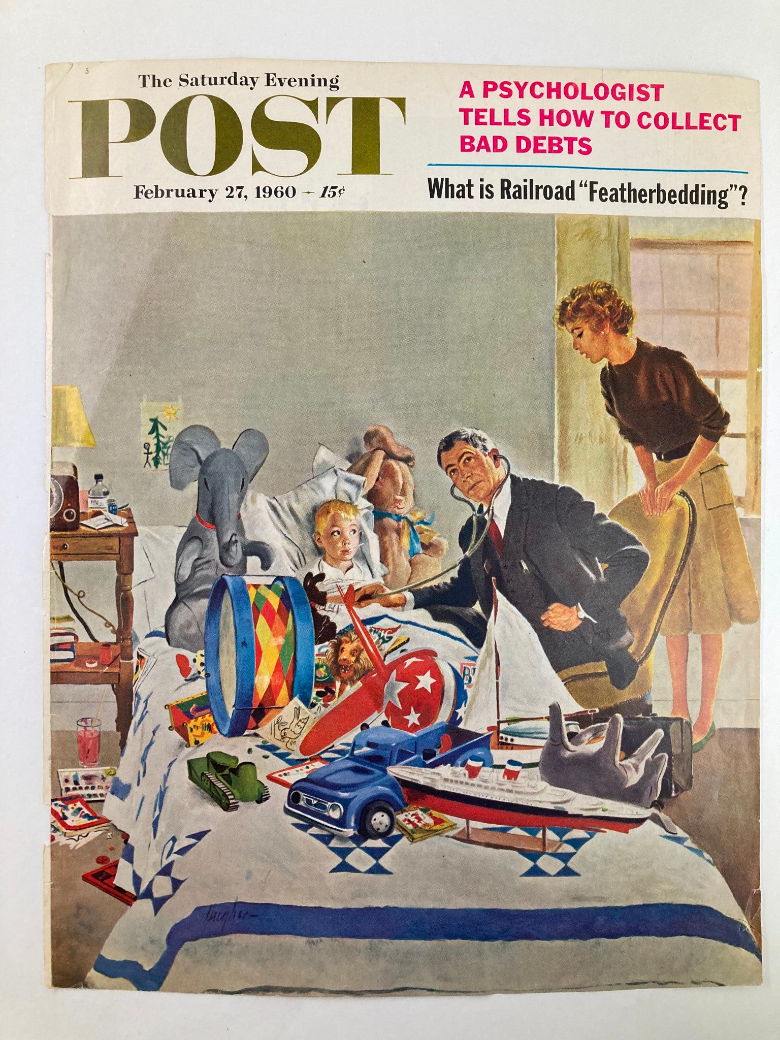 COVER ONLY The Saturday Evening Post February 27 1960 Featherbedding No Label