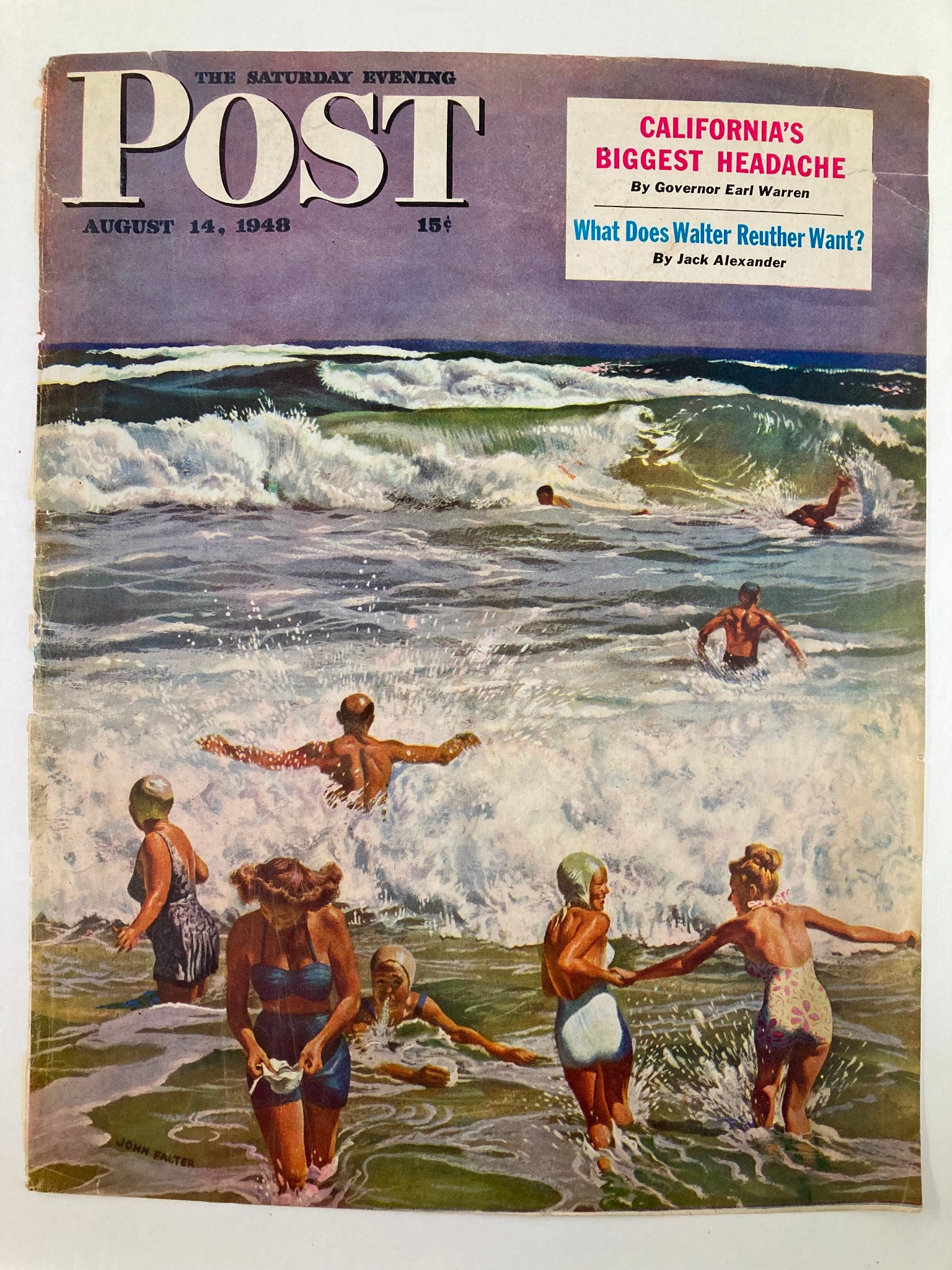 COVER ONLY The Saturday Evening Post Augut 14 1948 California Biggest Headache