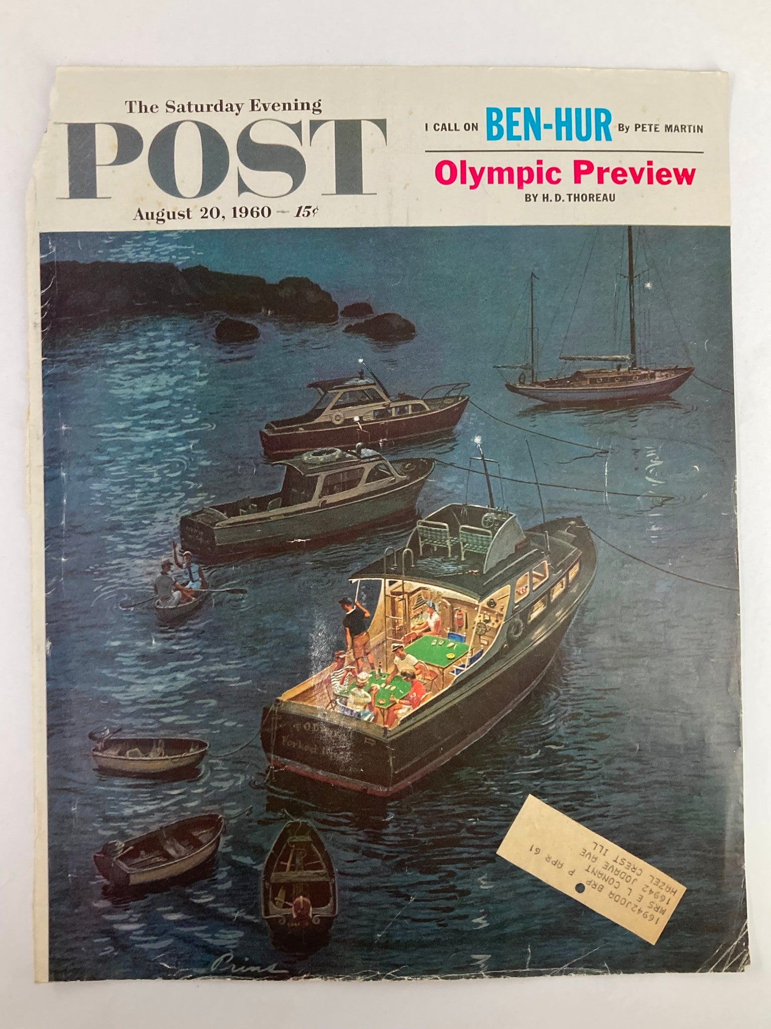 COVER ONLY The Saturday Evening Post August 20 1960 I Call on Ben-Hur