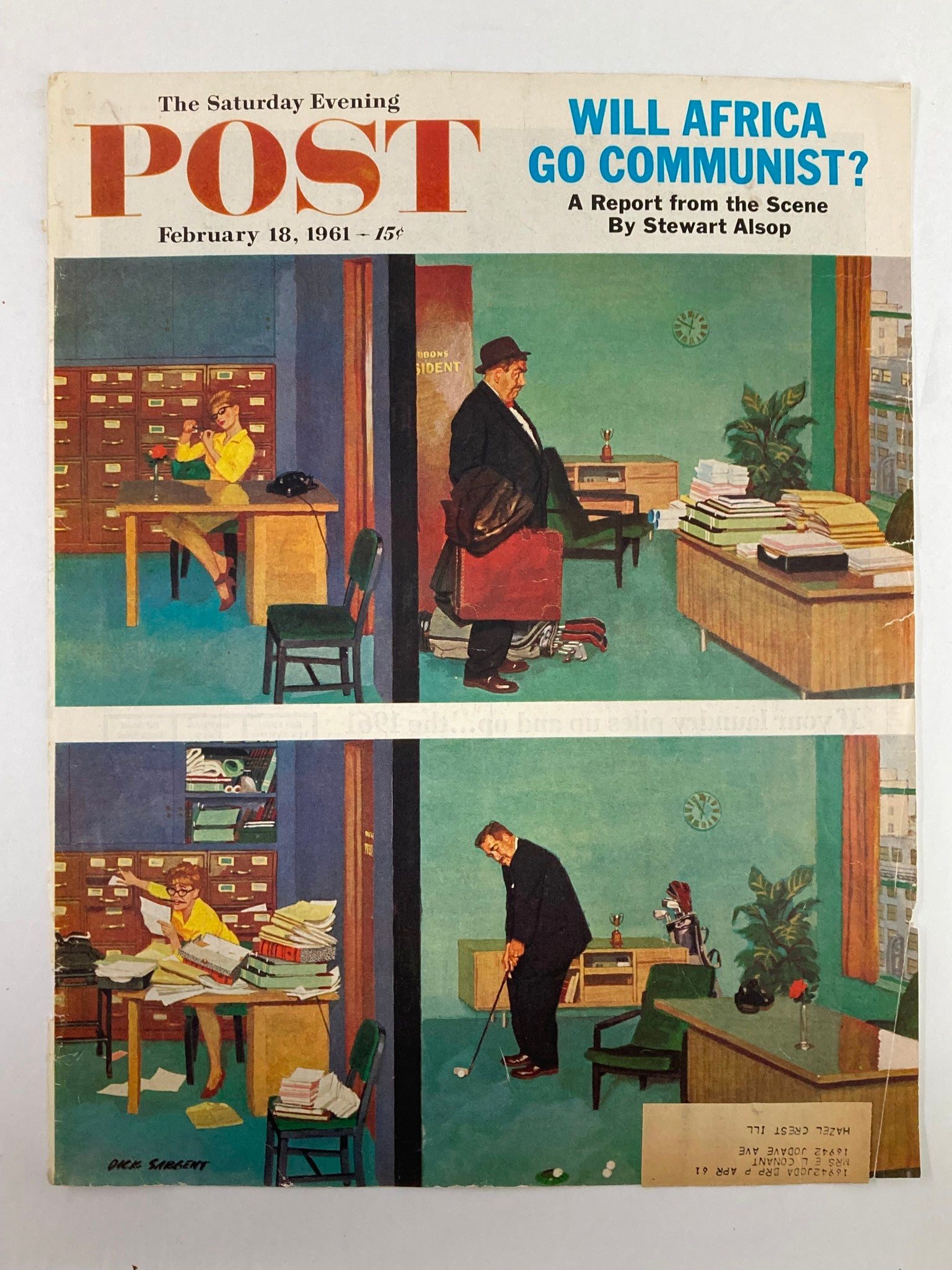 COVER ONLY The Saturday Evening Post February 18 1961 Will Africa Go Communist?