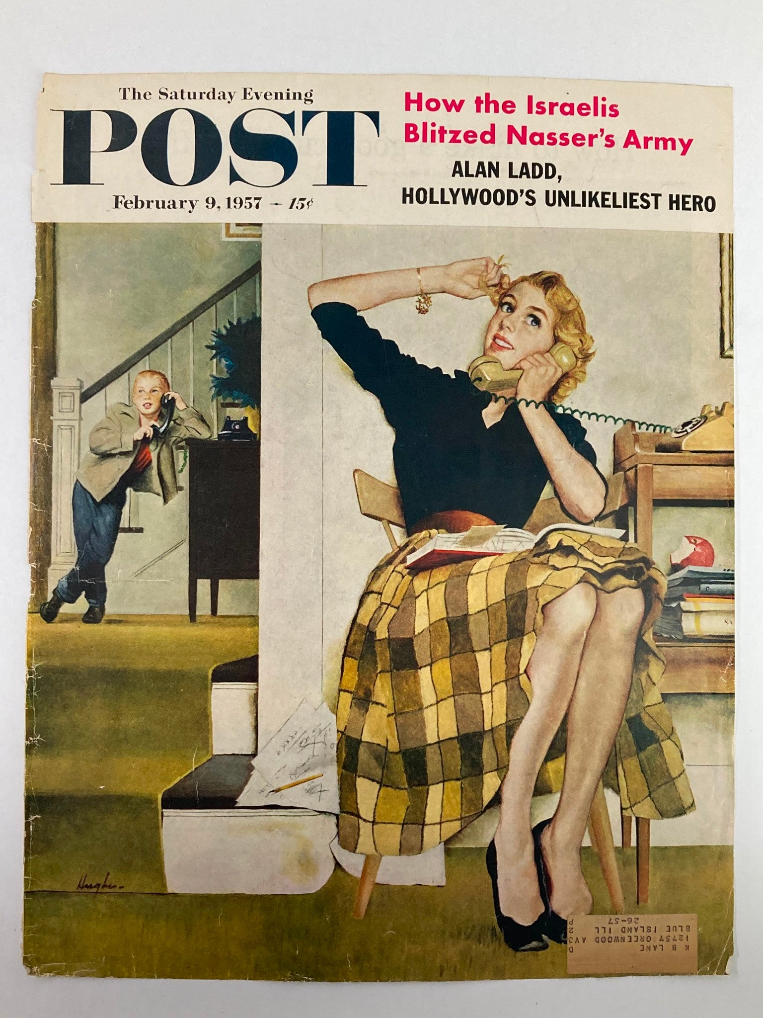 COVER ONLY The Saturday Evening Post February 9 1957 Alan Ladd Unlikeliest Hero