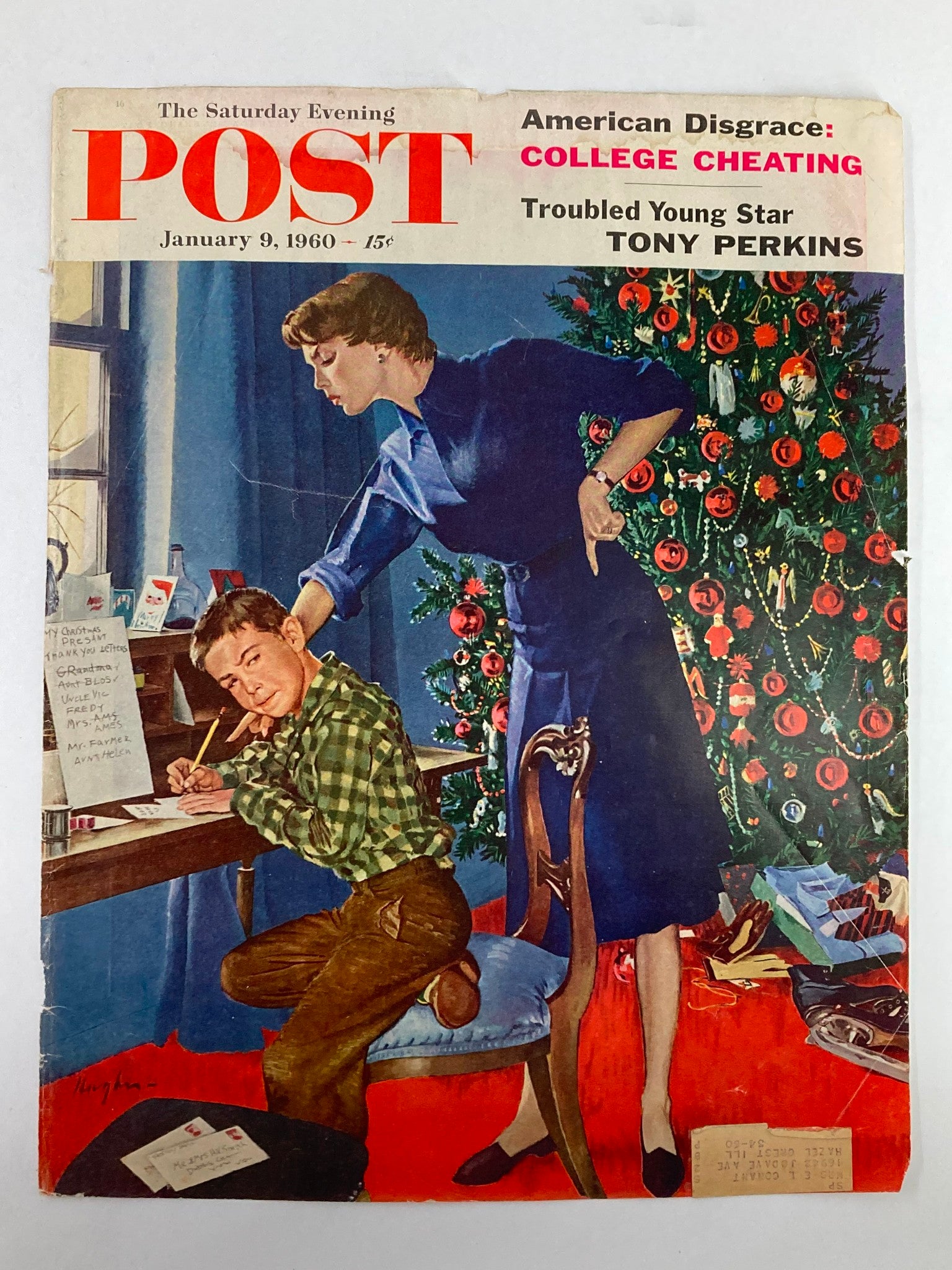 COVER ONLY The Saturday Evening Post January 9 1960 Young Star Tony Perkins