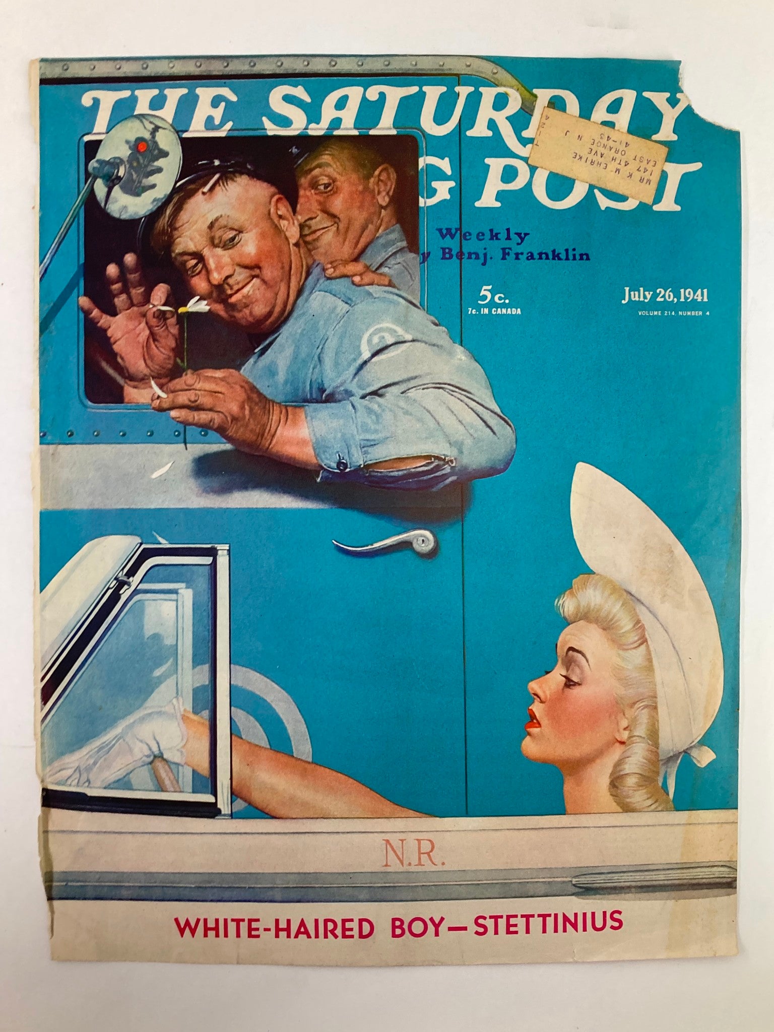 COVER ONLY The Saturday Evening Post July 26 1941 White-Haired-Boy-Stettinius