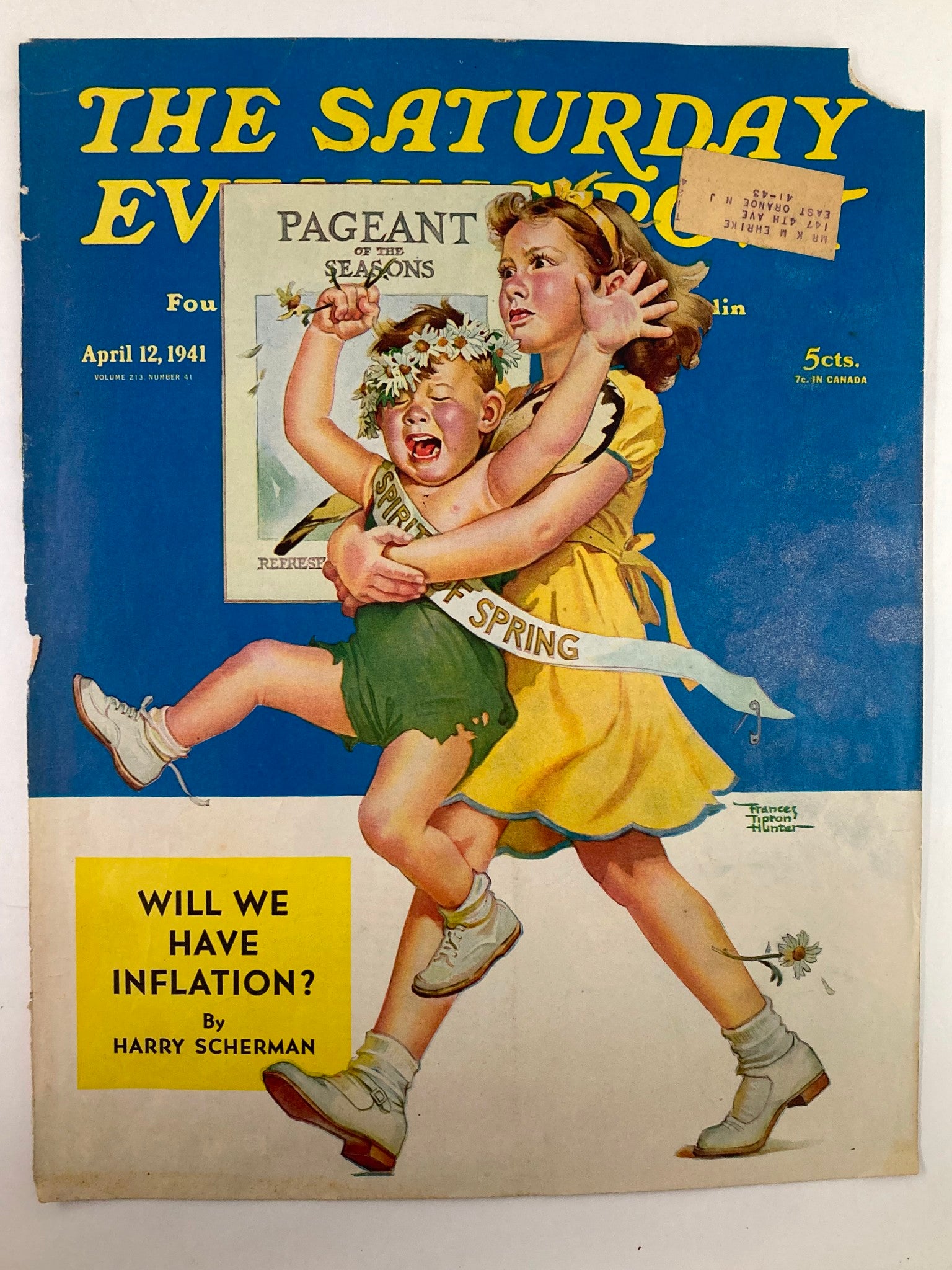 COVER ONLY The Saturday Evening Post April 12 1941 Will We Have Inflation?