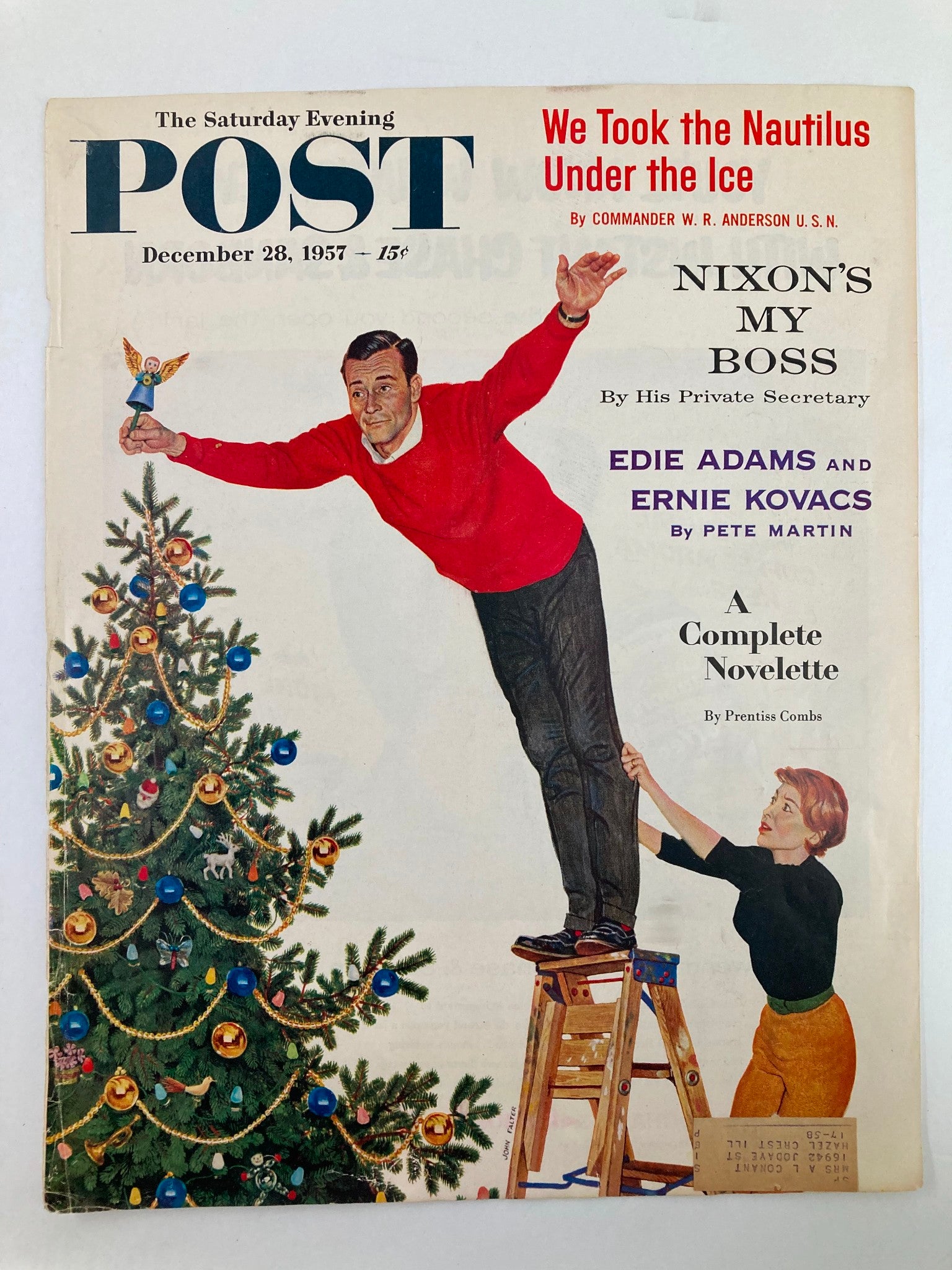 COVER ONLY The Saturday Evening Post December 28 1957 Edie Adams & Ernie Kovacs