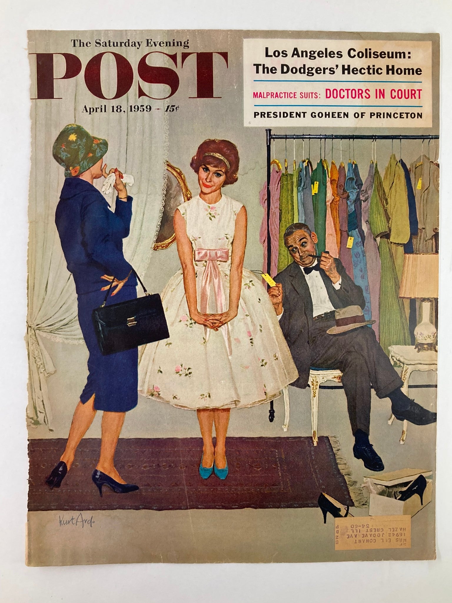 COVER ONLY The Saturday Evening Post April 18 1959 Pres. Goheen of Princeton