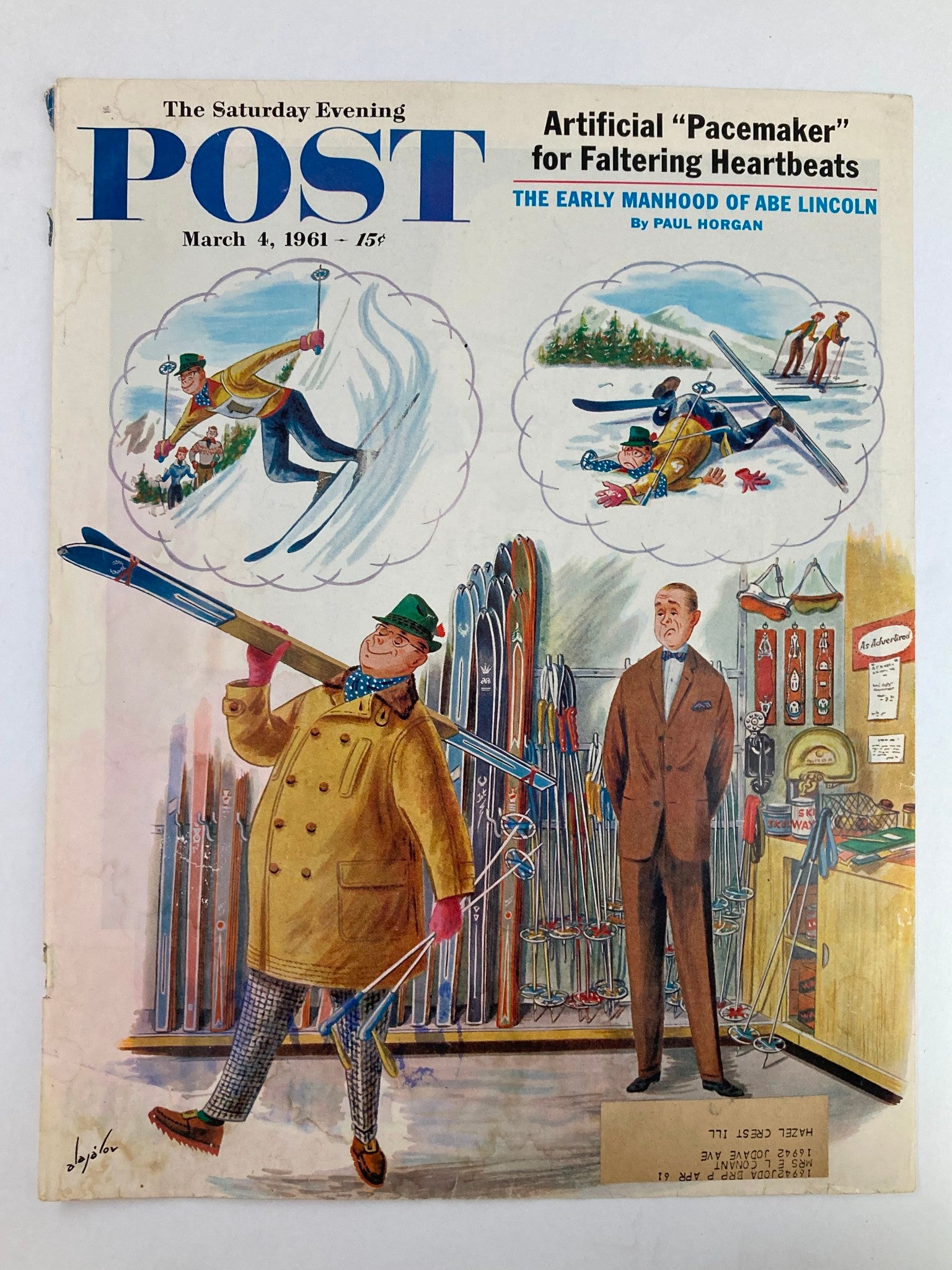 COVER ONLY The Saturday Evening Post March 4 1961 Early Manhood of Abe Lincoln