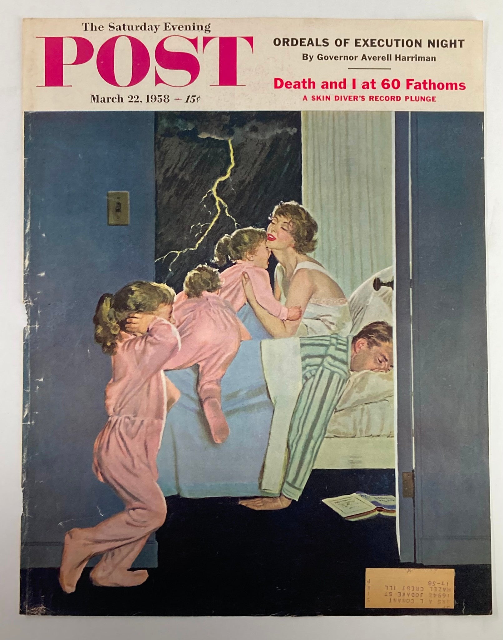 COVER ONLY The Saturday Evening Post March 22 1958 Ordeals of Execution Night