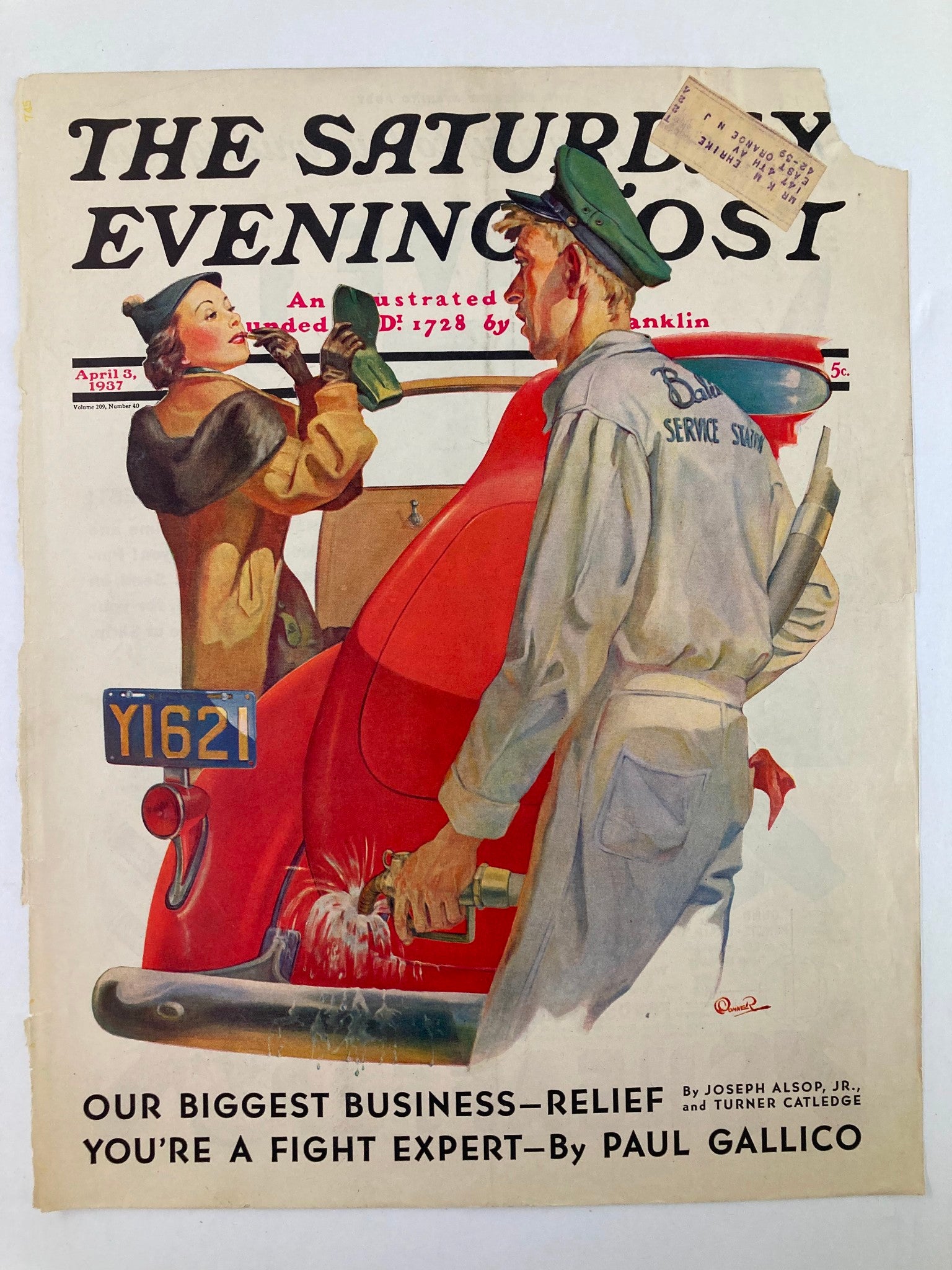 COVER ONLY The Saturday Evening Post April 3 1937 You're A Fight Expert